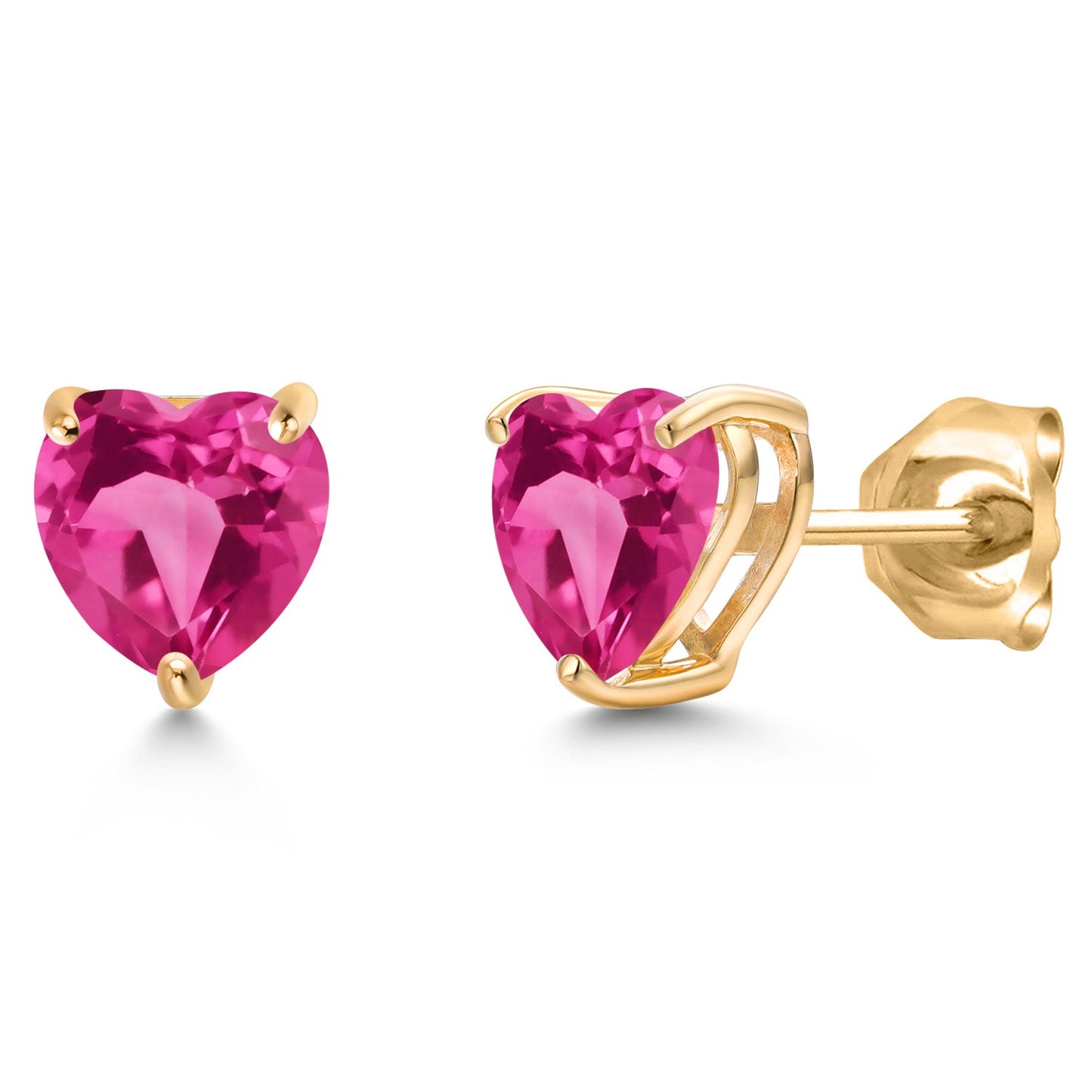 14K Yellow Gold 6MM Heart Shape Gemstone Birthstone Stud Earrings | Gold Earring For Women Men