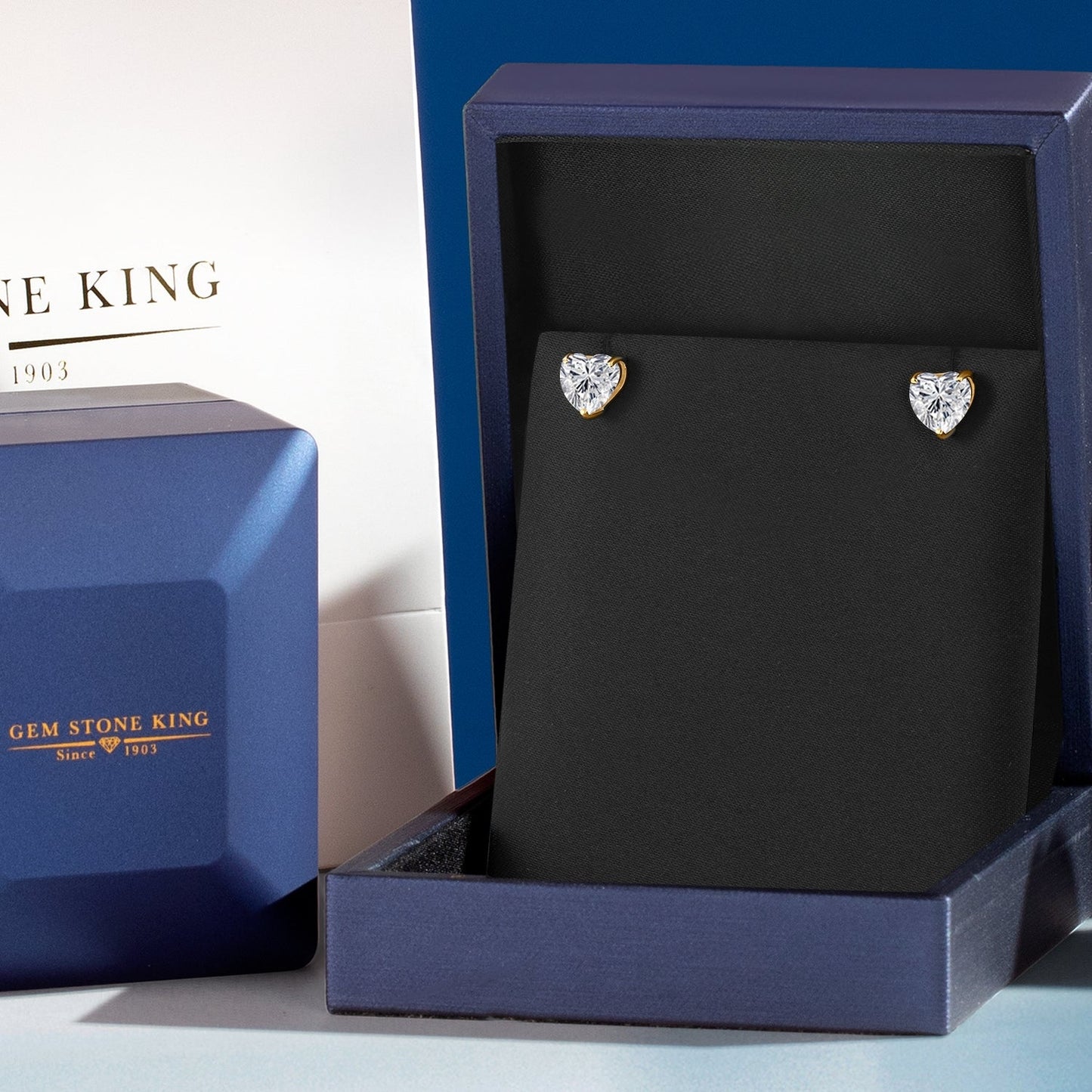 2.00 Cttw 14K Yellow Gold IGI Certified Lab Grown Diamond Stud Earrings | E-F Color VS1-VS2 Clarity | Heart Shape 6.5MM | Gold Earrings For Women Men