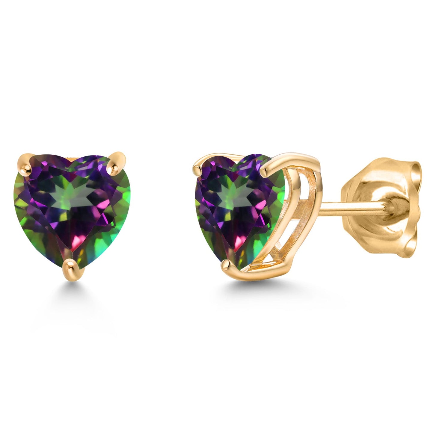 14K Yellow Gold 6MM Heart Shape Gemstone Birthstone Stud Earrings | Gold Earring For Women Men