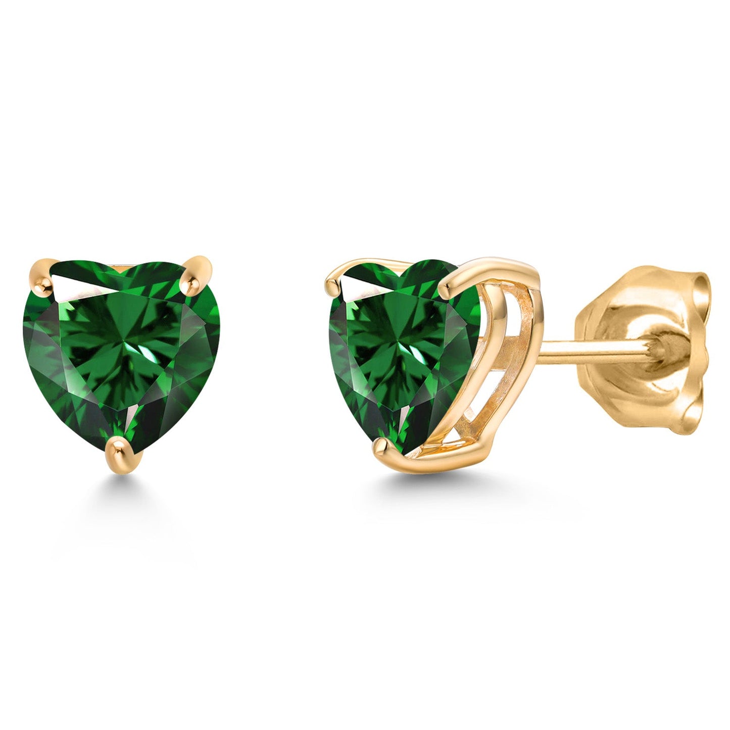 14K Yellow Gold 6MM Heart Shape Gemstone Birthstone Stud Earrings | Gold Earring For Women Men