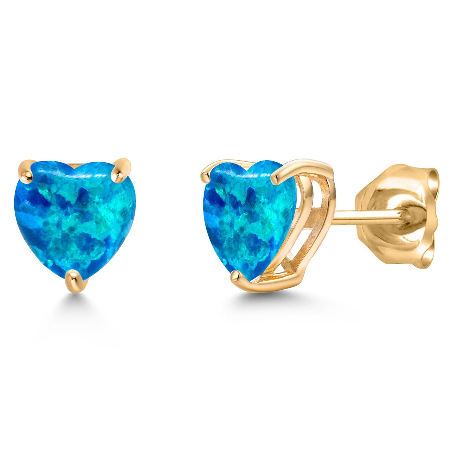 14K Yellow Gold 6MM Heart Shape Gemstone Birthstone Stud Earrings | Gold Earring For Women Men