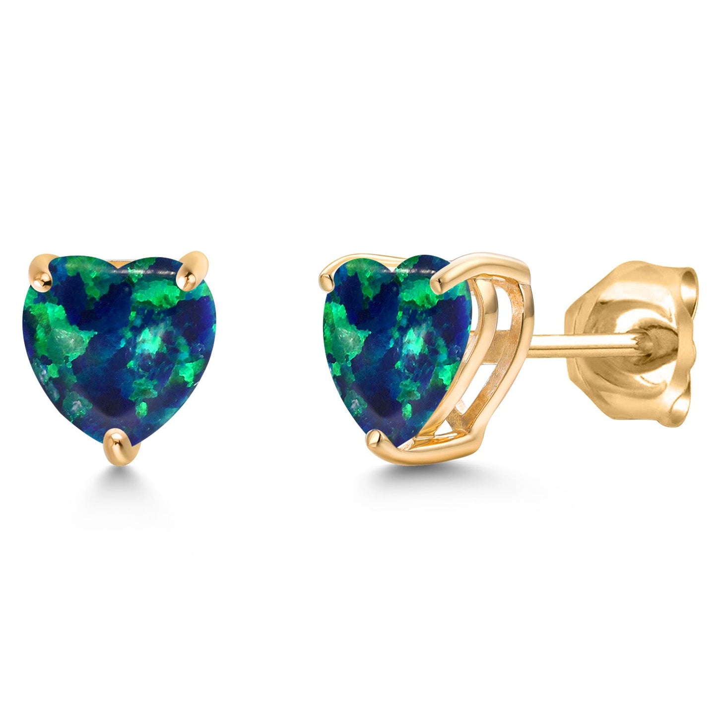 14K Yellow Gold 6MM Heart Shape Gemstone Birthstone Stud Earrings | Gold Earring For Women Men