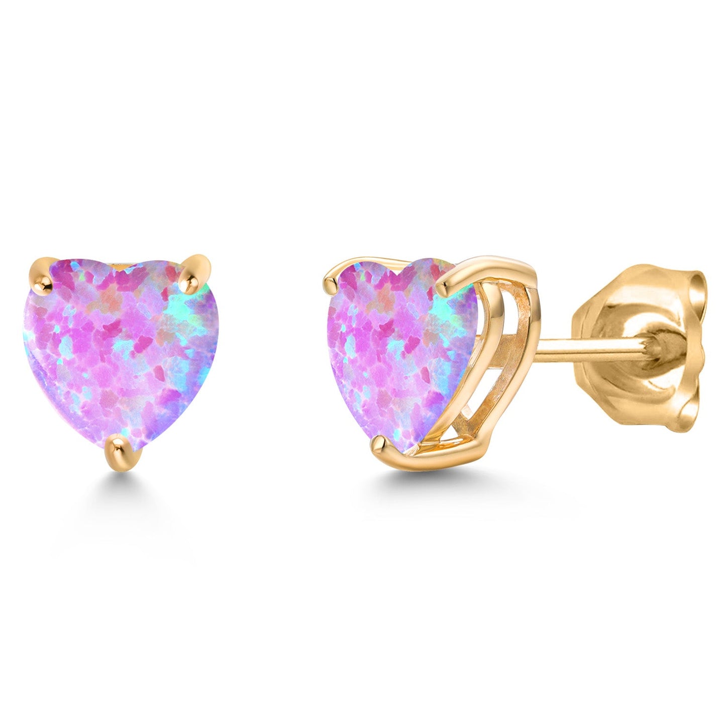 14K Yellow Gold 6MM Heart Shape Gemstone Birthstone Stud Earrings | Gold Earring For Women Men