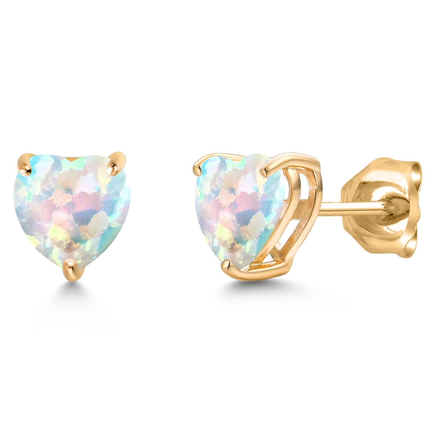 14K Yellow Gold 6MM Heart Shape Gemstone Birthstone Stud Earrings | Gold Earring For Women Men
