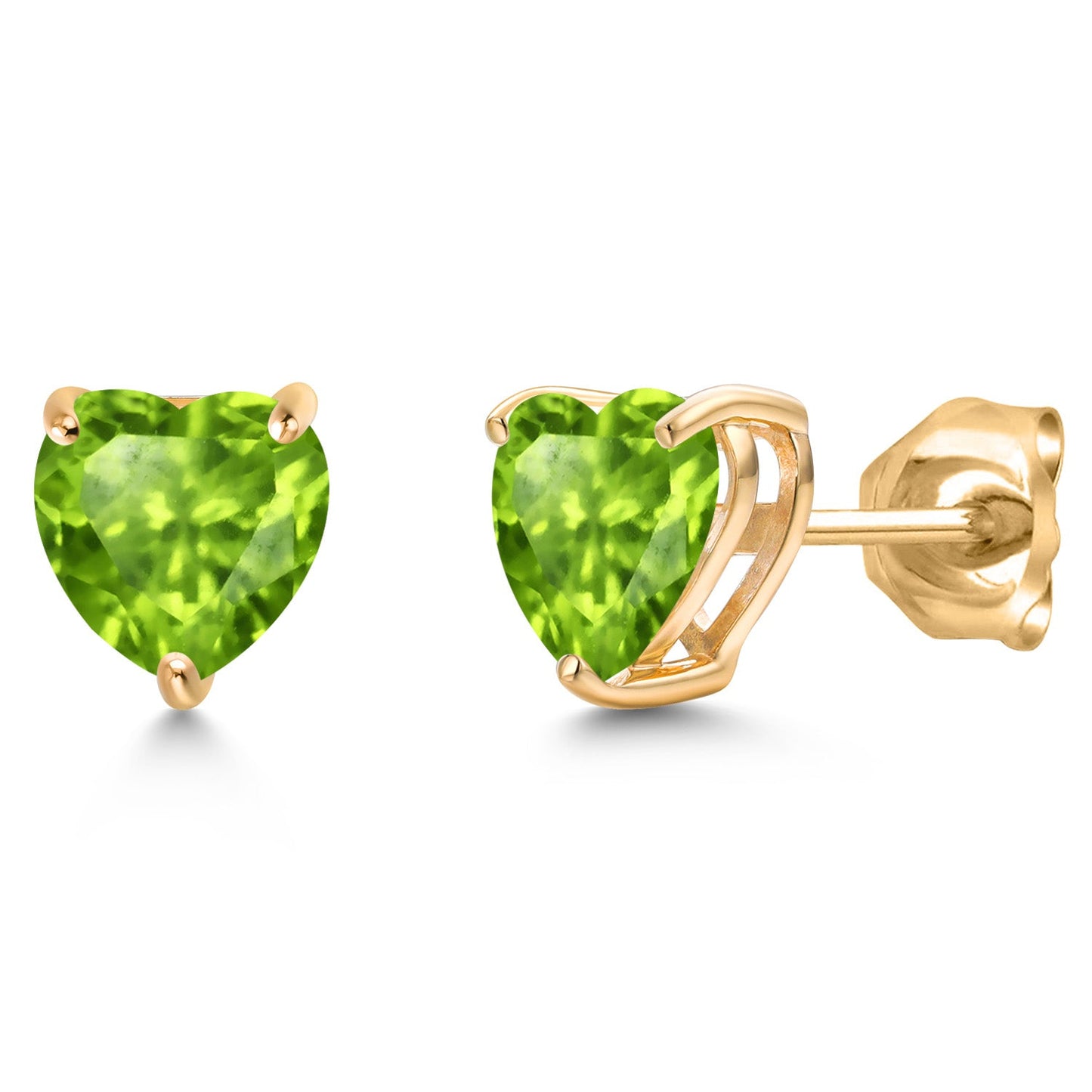 14K Yellow Gold 6MM Heart Shape Gemstone Birthstone Stud Earrings | Gold Earring For Women Men
