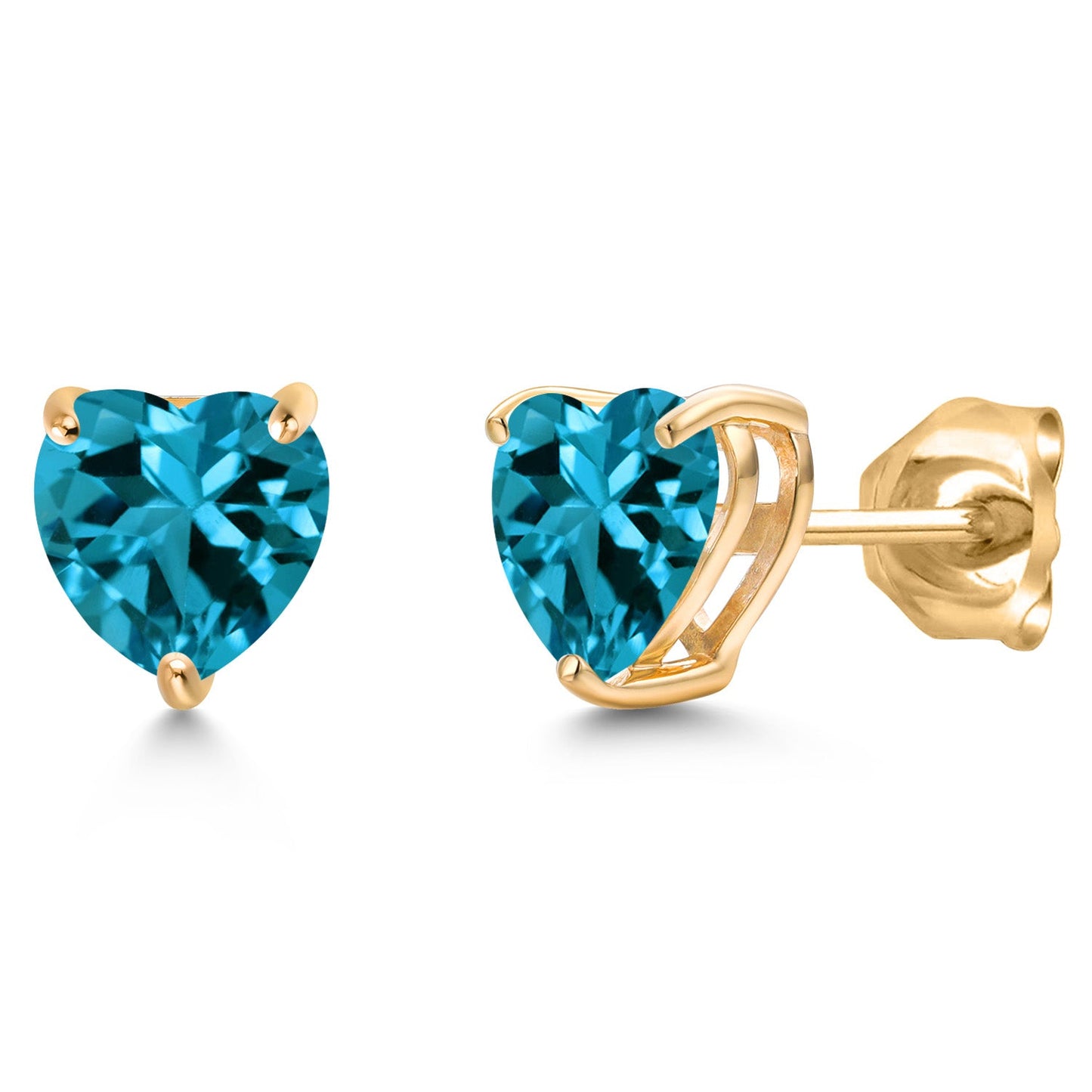 14K Yellow Gold 6MM Heart Shape Gemstone Birthstone Stud Earrings | Gold Earring For Women Men