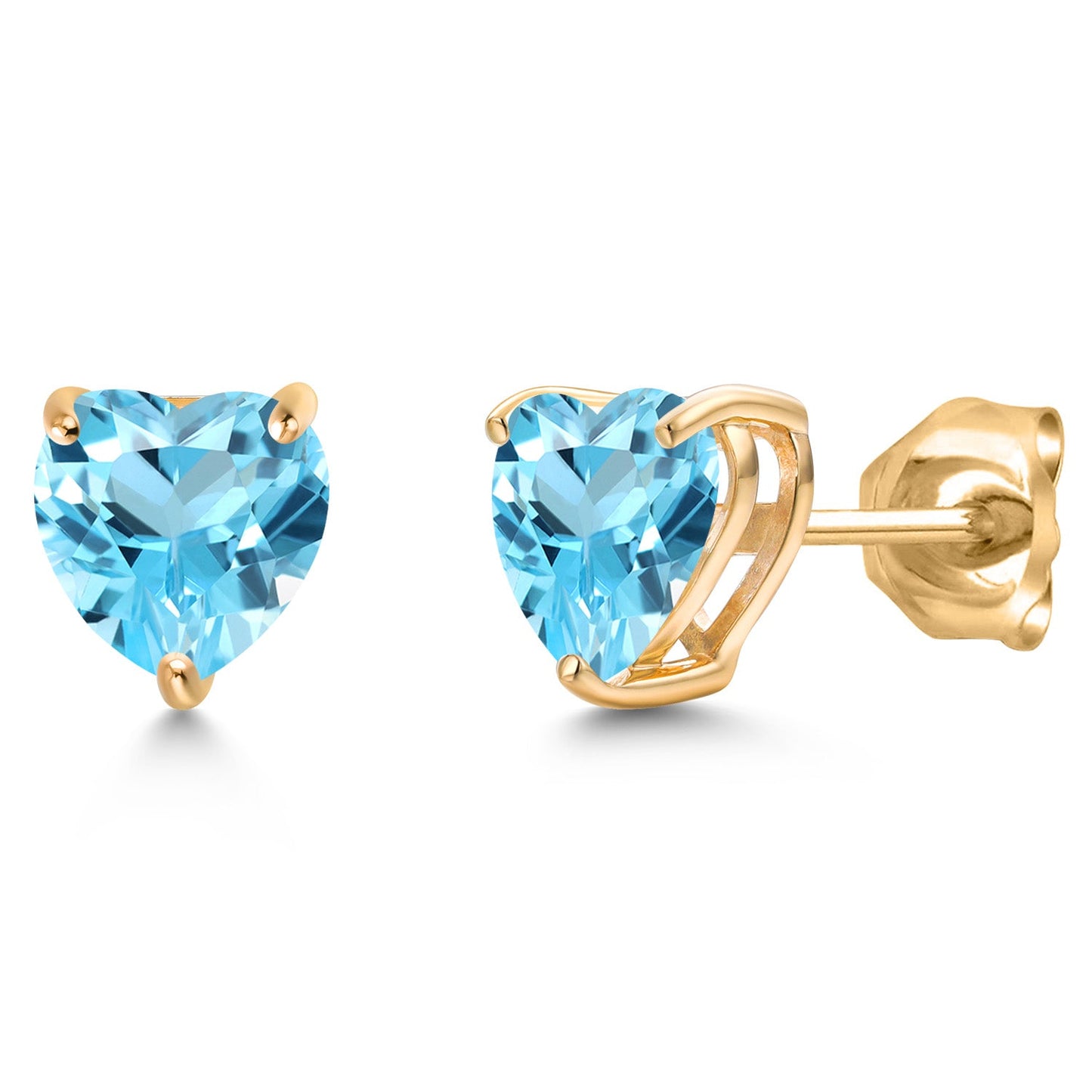 14K Yellow Gold 6MM Heart Shape Gemstone Birthstone Stud Earrings | Gold Earring For Women Men