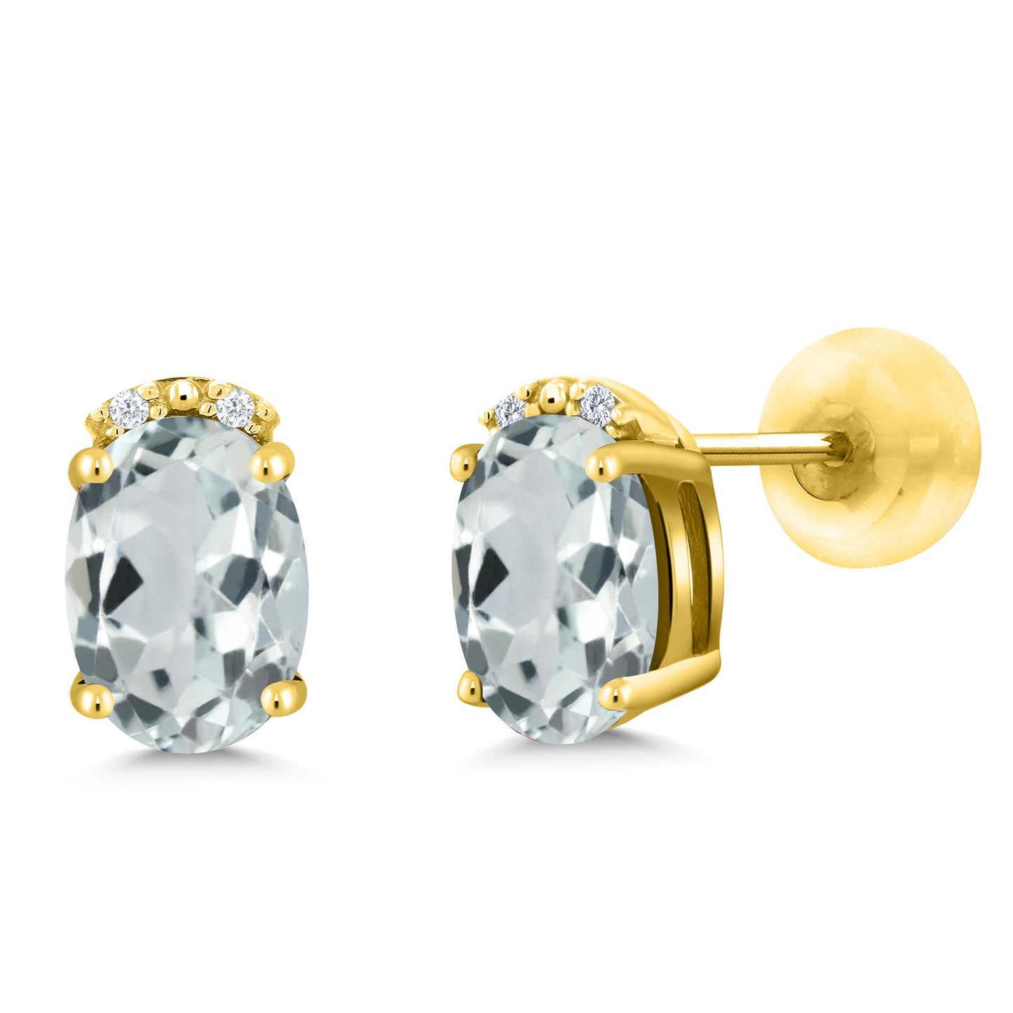 7X5MM Oval Gemstone Birthstone and White Diamond Earrings | Solid 10K Gold Earrings For Women | Fine Jewelry Gifts for Her Mom Women Wife