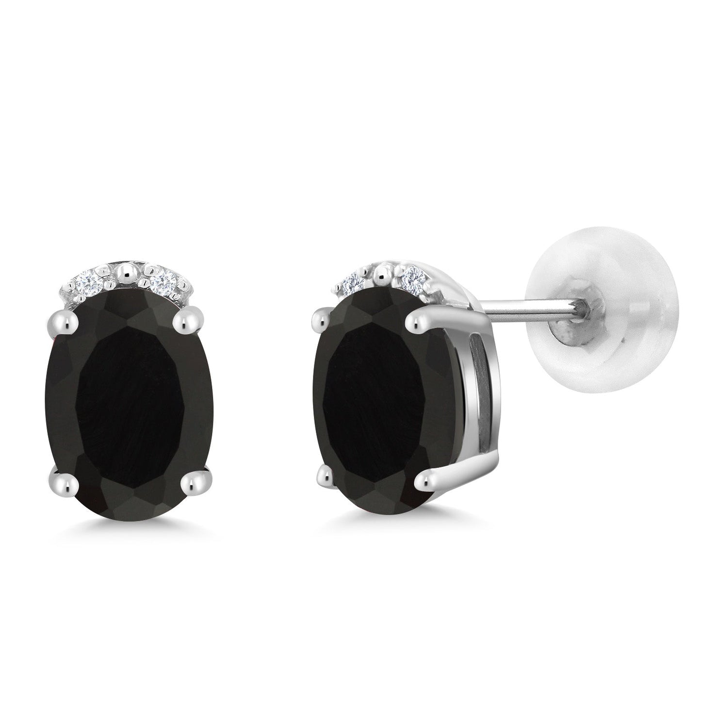 7X5MM Oval Gemstone Birthstone and White Diamond Earrings | Solid 10K Gold Earrings For Women | Fine Jewelry Gifts for Her Mom Women Wife