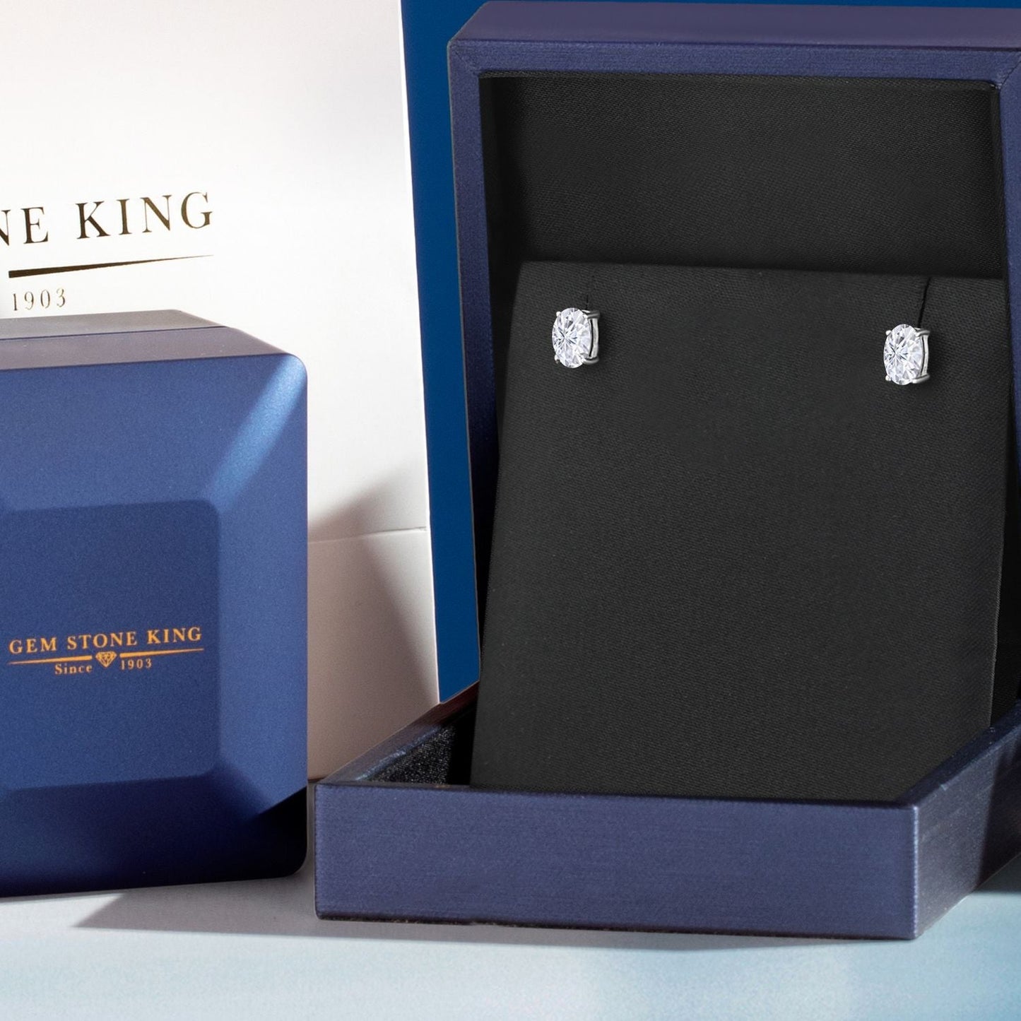 14K White Gold Oval White Moissanite Stud Earrings For Women Men (1.00 Cttw, Gemstone Birthstone, Oval 6X4MM)