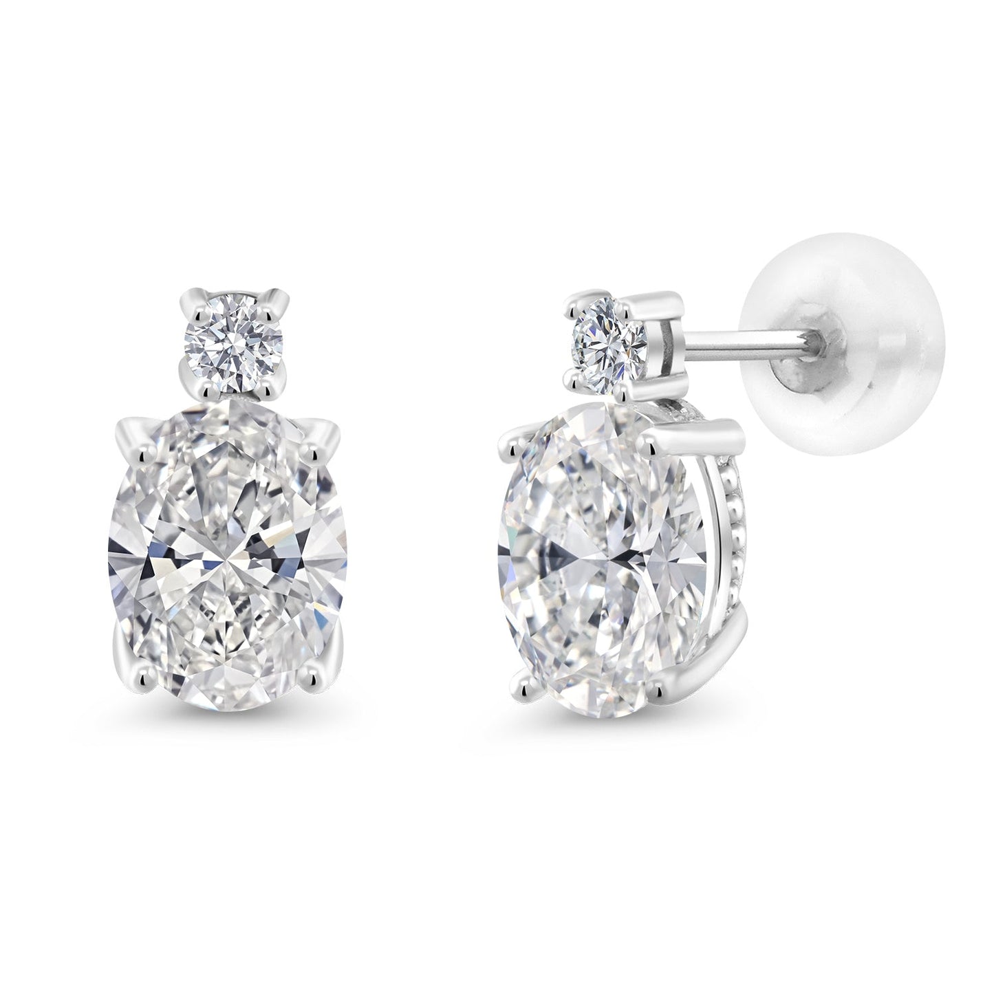 3 Ct 14k White Gold IGI Certified Oval Lab Grown Diamond Earrings | E-F Color | VS1-VS2 Clarity | Gold Earrings For Women