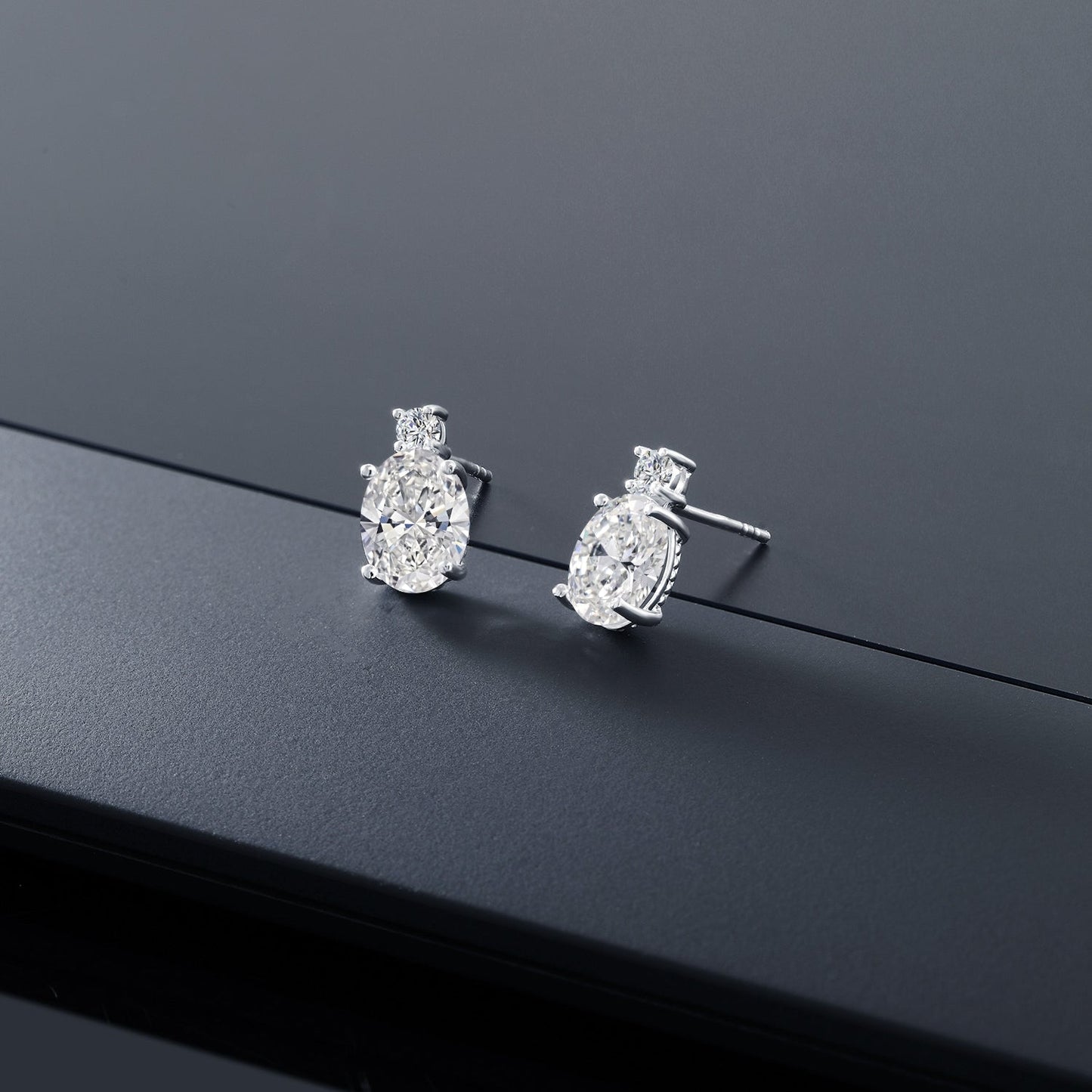 3 Ct 14k White Gold IGI Certified Oval Lab Grown Diamond Earrings | E-F Color | VS1-VS2 Clarity | Gold Earrings For Women