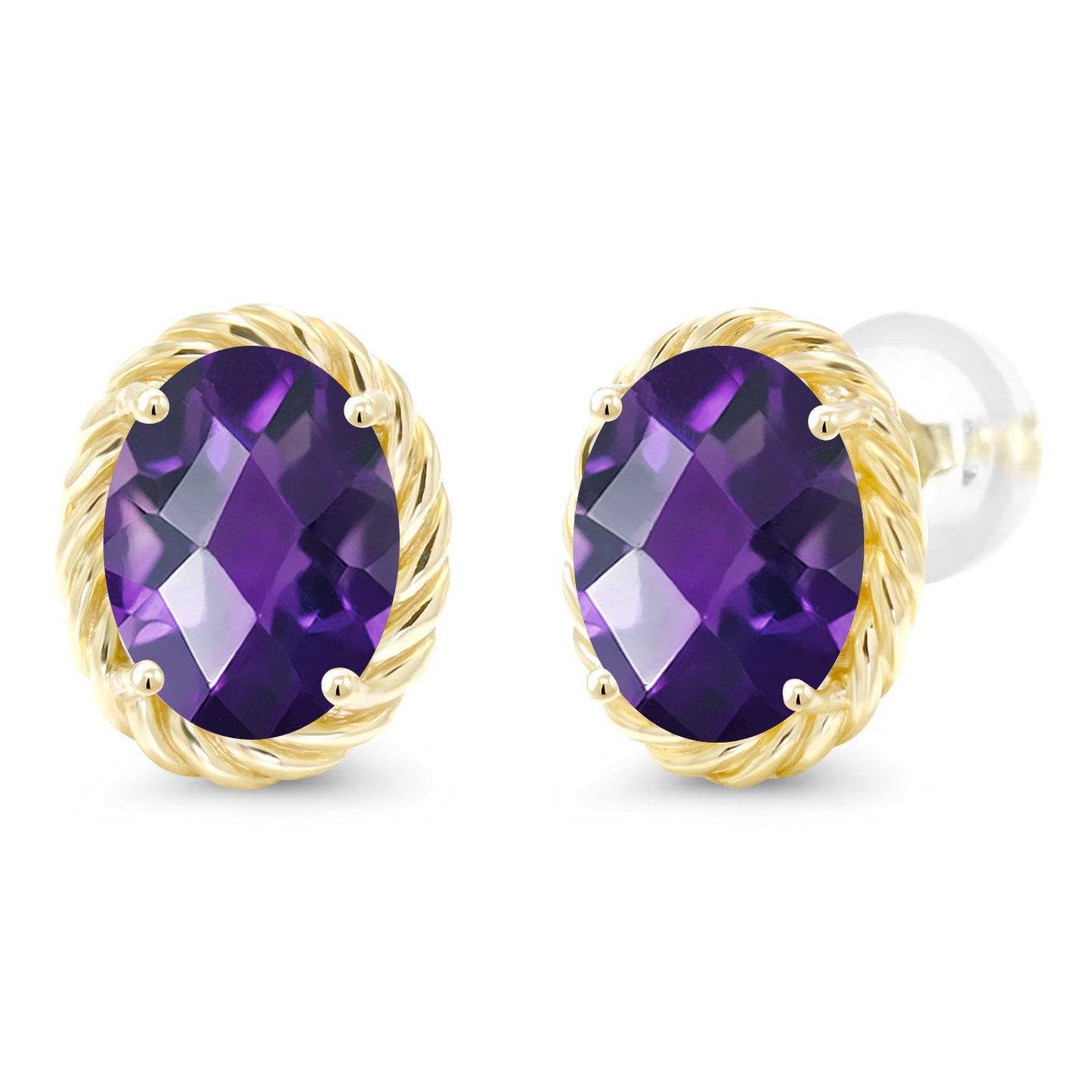 14K Yellow Gold 8X6MM Oval Gemstone Birthstone Earrings | Yellow Gold Earrings For Women Men