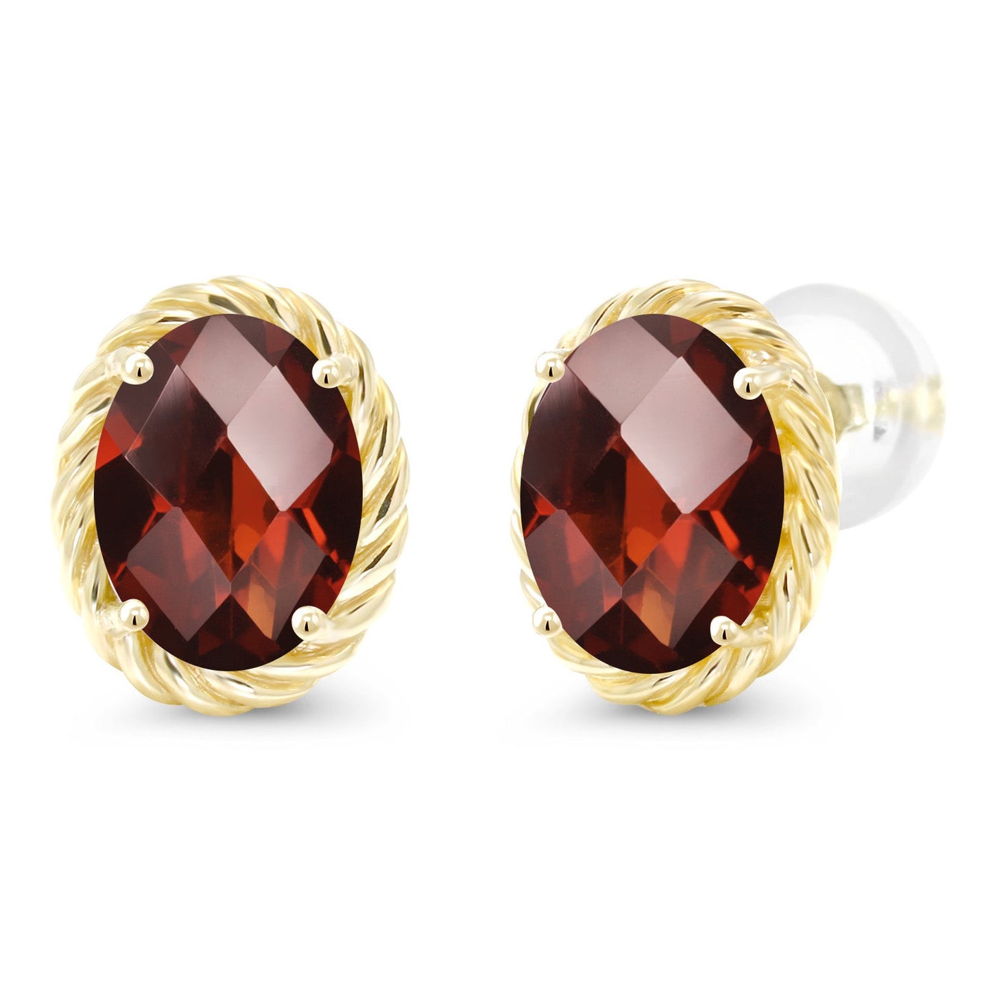 14K Yellow Gold 8X6MM Oval Gemstone Birthstone Earrings | Yellow Gold Earrings For Women Men