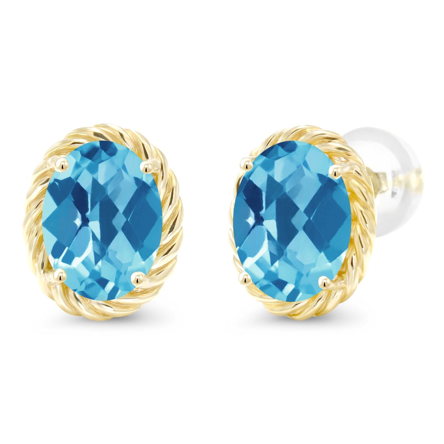 14K Yellow Gold 8X6MM Oval Gemstone Birthstone Earrings | Yellow Gold Earrings For Women Men