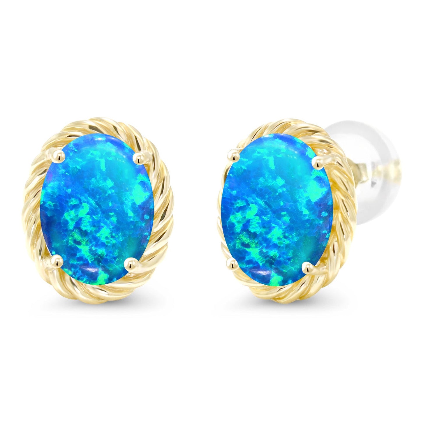 14K Yellow Gold 8X6MM Oval Gemstone Birthstone Earrings | Yellow Gold Earrings For Women Men