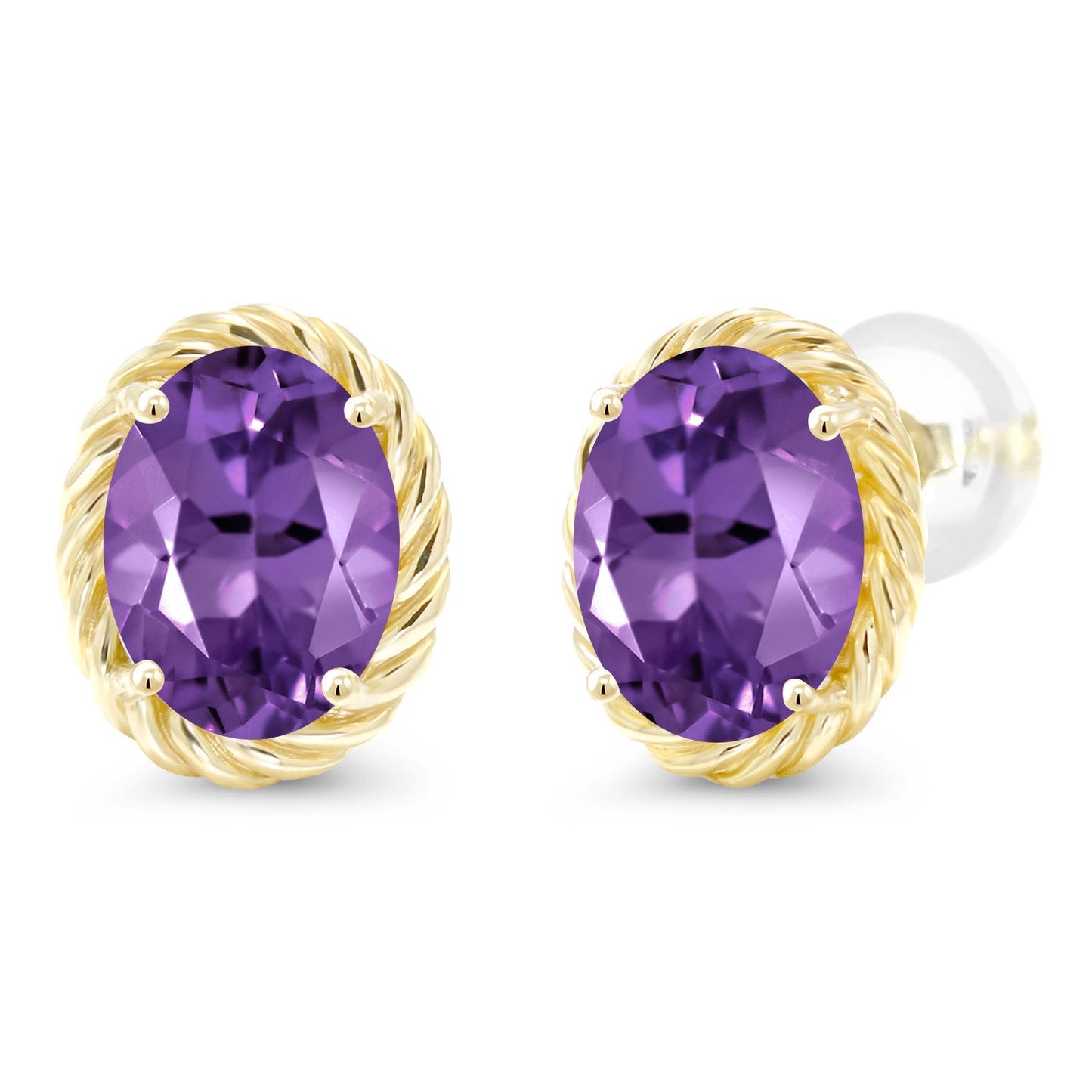 14K Yellow Gold 8X6MM Oval Gemstone Birthstone Earrings | Yellow Gold Earrings For Women Men