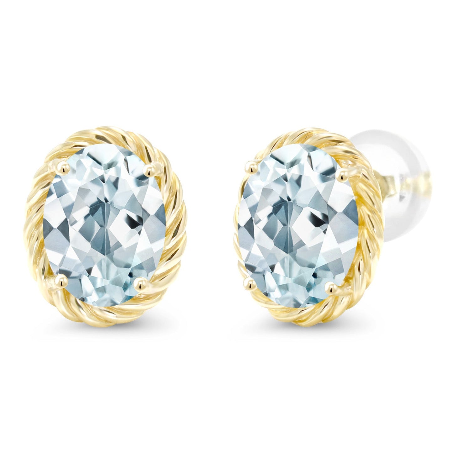 14K Yellow Gold 8X6MM Oval Gemstone Birthstone Earrings | Yellow Gold Earrings For Women Men