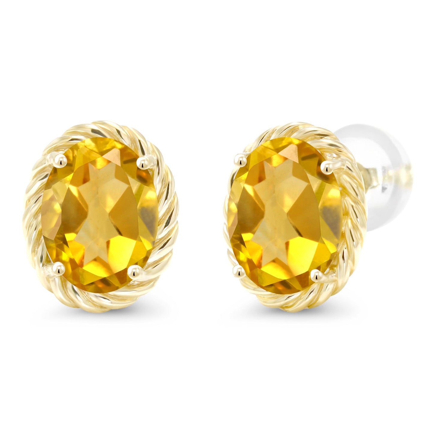 14K Yellow Gold 8X6MM Oval Gemstone Birthstone Earrings | Yellow Gold Earrings For Women Men