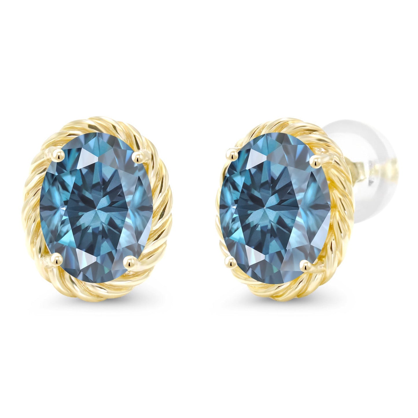 14K Yellow Gold 8X6MM Oval Gemstone Birthstone Earrings | Yellow Gold Earrings For Women Men