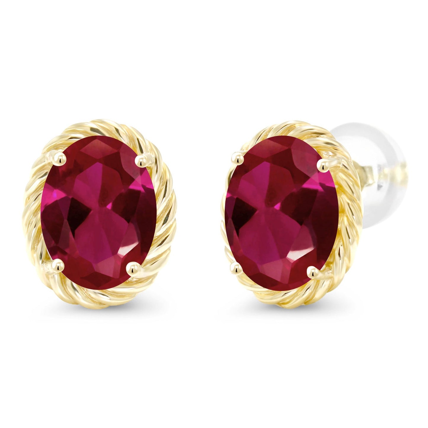 14K Yellow Gold 8X6MM Oval Gemstone Birthstone Earrings | Yellow Gold Earrings For Women Men