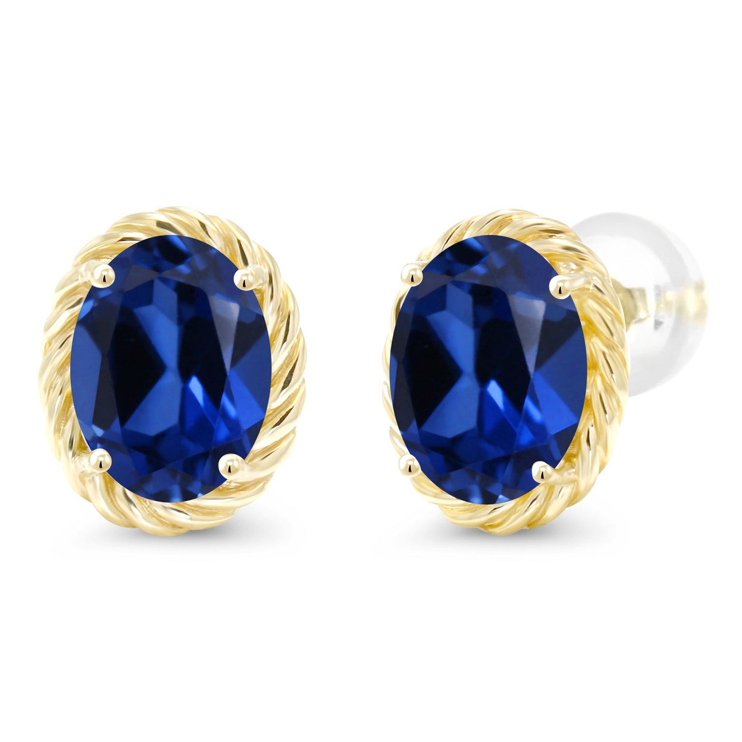 14K Yellow Gold 8X6MM Oval Gemstone Birthstone Earrings | Yellow Gold Earrings For Women Men