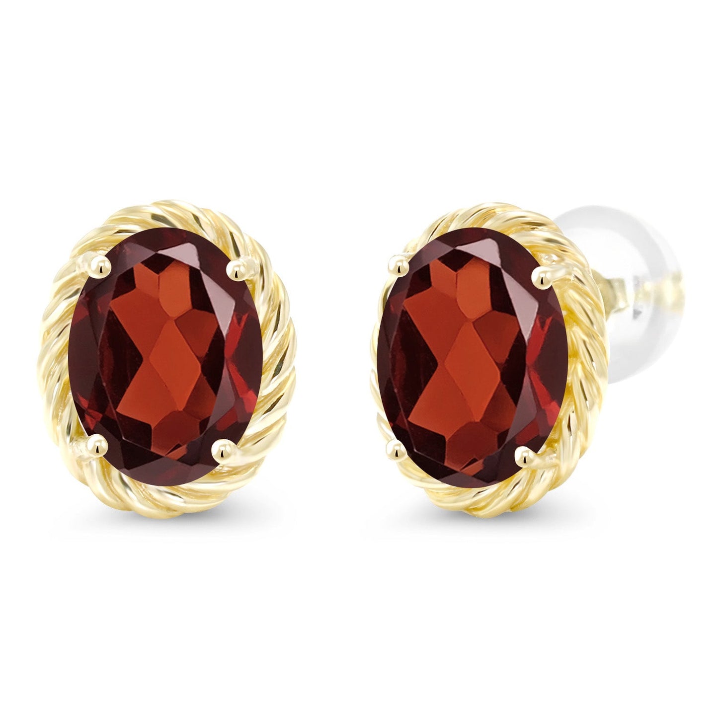 14K Yellow Gold 8X6MM Oval Gemstone Birthstone Earrings | Yellow Gold Earrings For Women Men