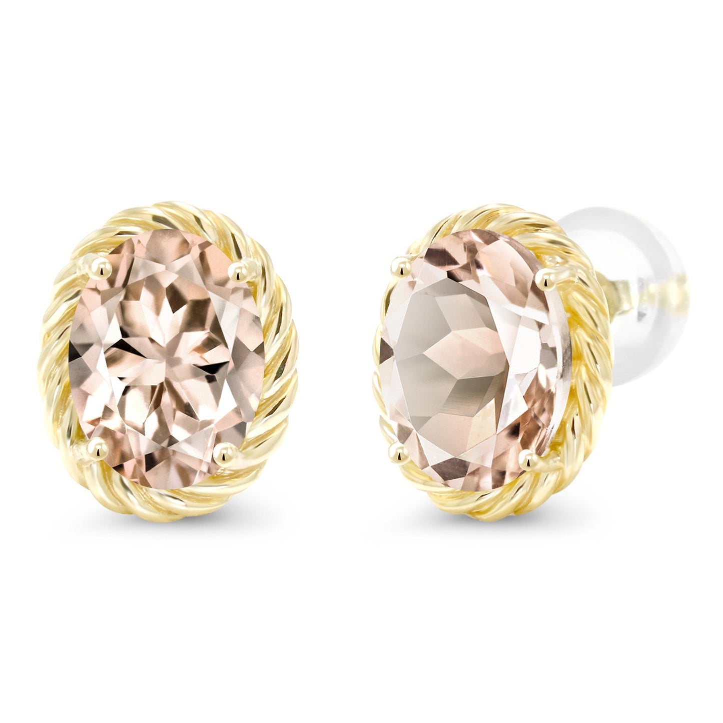 14K Yellow Gold 8X6MM Oval Gemstone Birthstone Earrings | Yellow Gold Earrings For Women Men