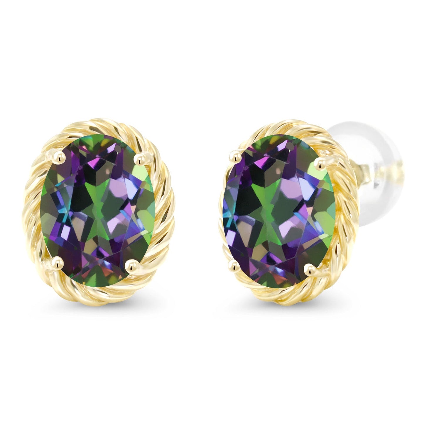 14K Yellow Gold 8X6MM Oval Gemstone Birthstone Earrings | Yellow Gold Earrings For Women Men