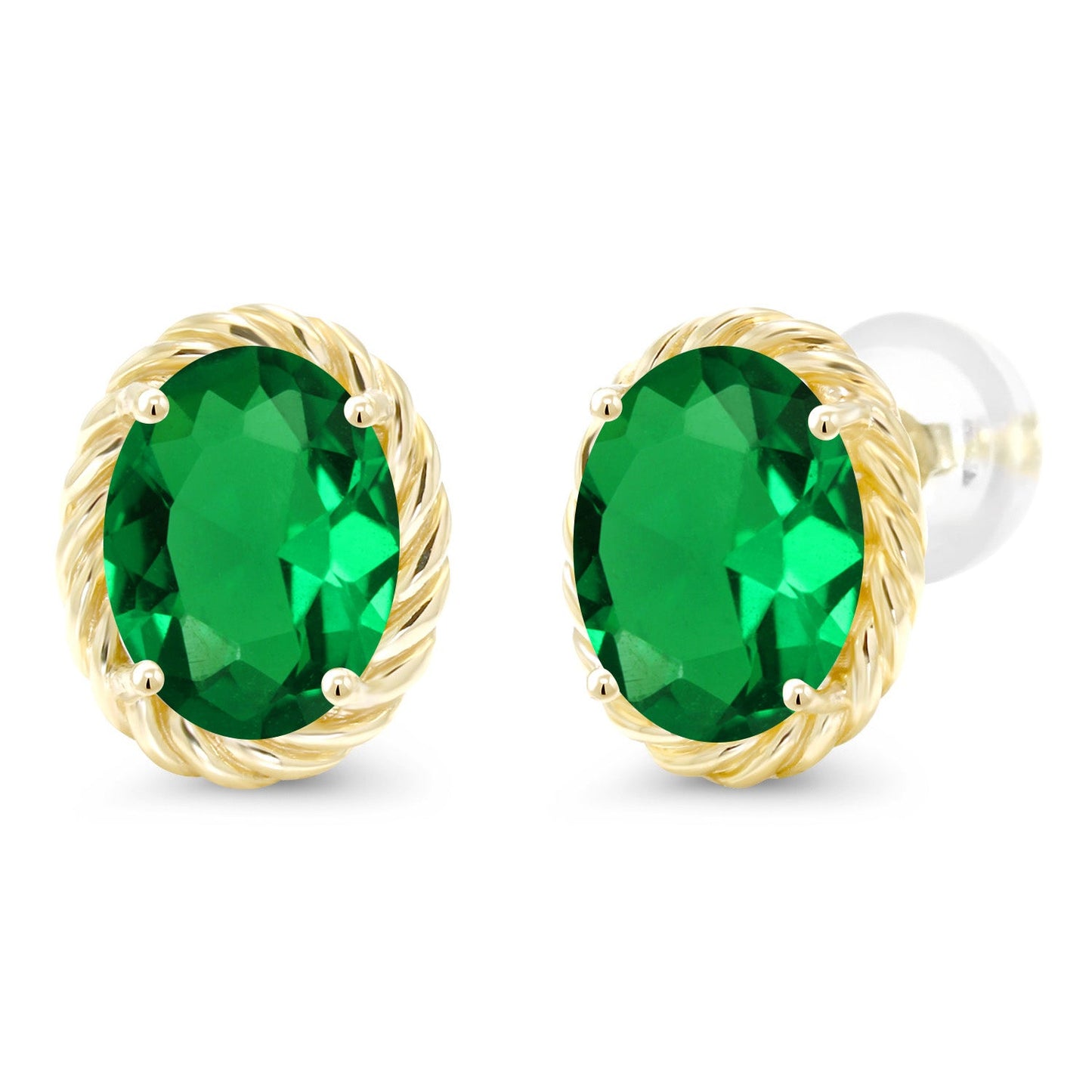 14K Yellow Gold 8X6MM Oval Gemstone Birthstone Earrings | Yellow Gold Earrings For Women Men