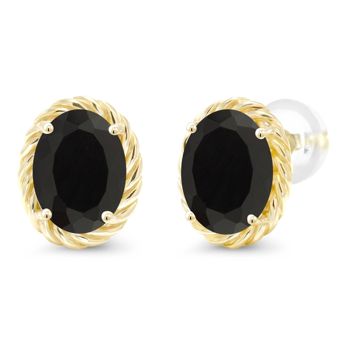 14K Yellow Gold 8X6MM Oval Gemstone Birthstone Earrings | Yellow Gold Earrings For Women Men