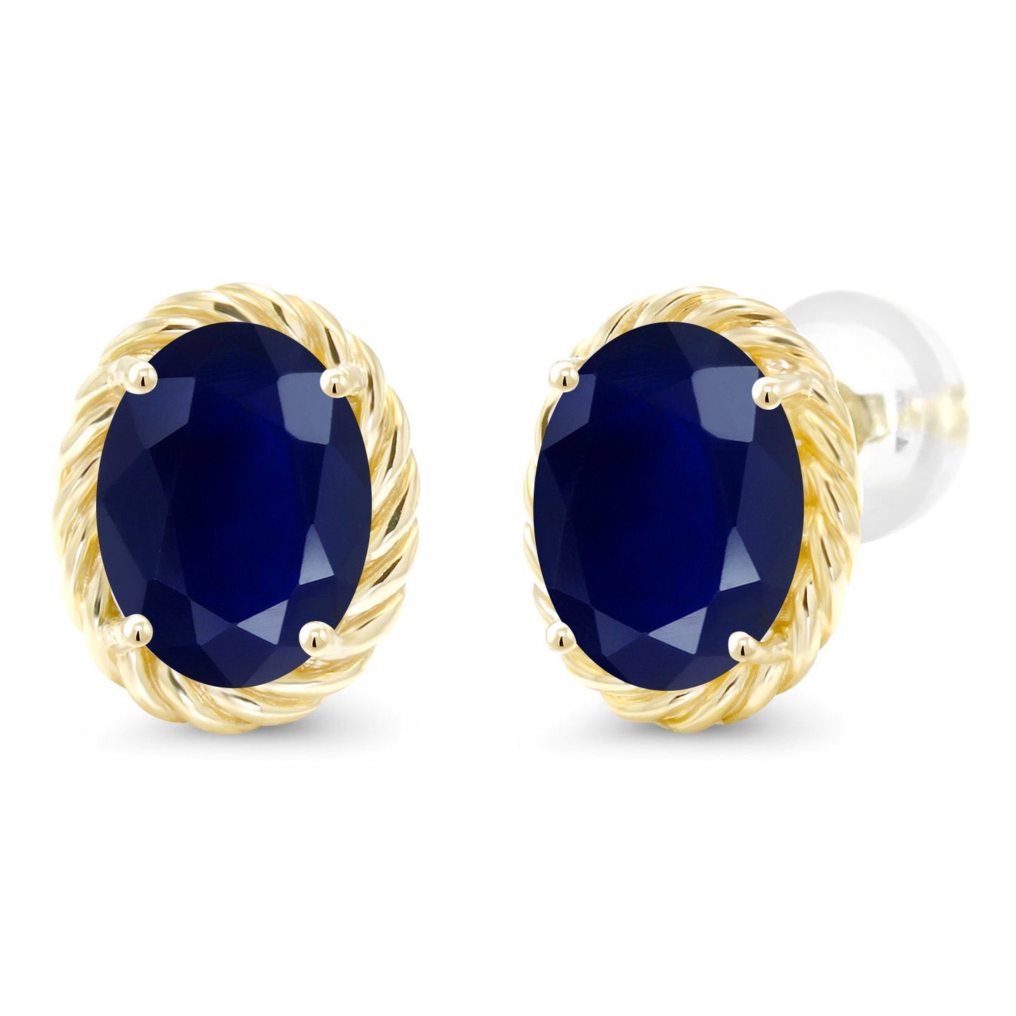 14K Yellow Gold 8X6MM Oval Gemstone Birthstone Earrings | Yellow Gold Earrings For Women Men