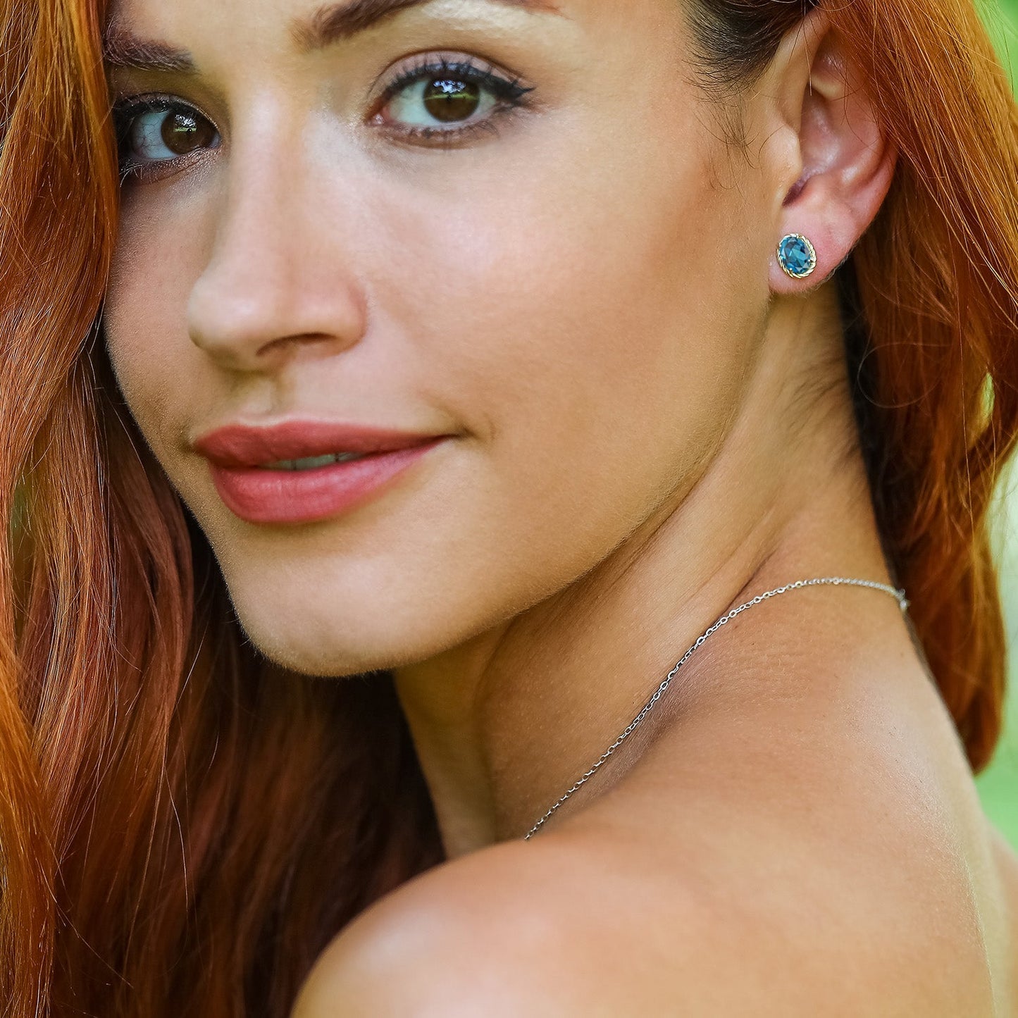 14K Yellow Gold 8X6MM Oval Gemstone Birthstone Earrings | Yellow Gold Earrings For Women Men