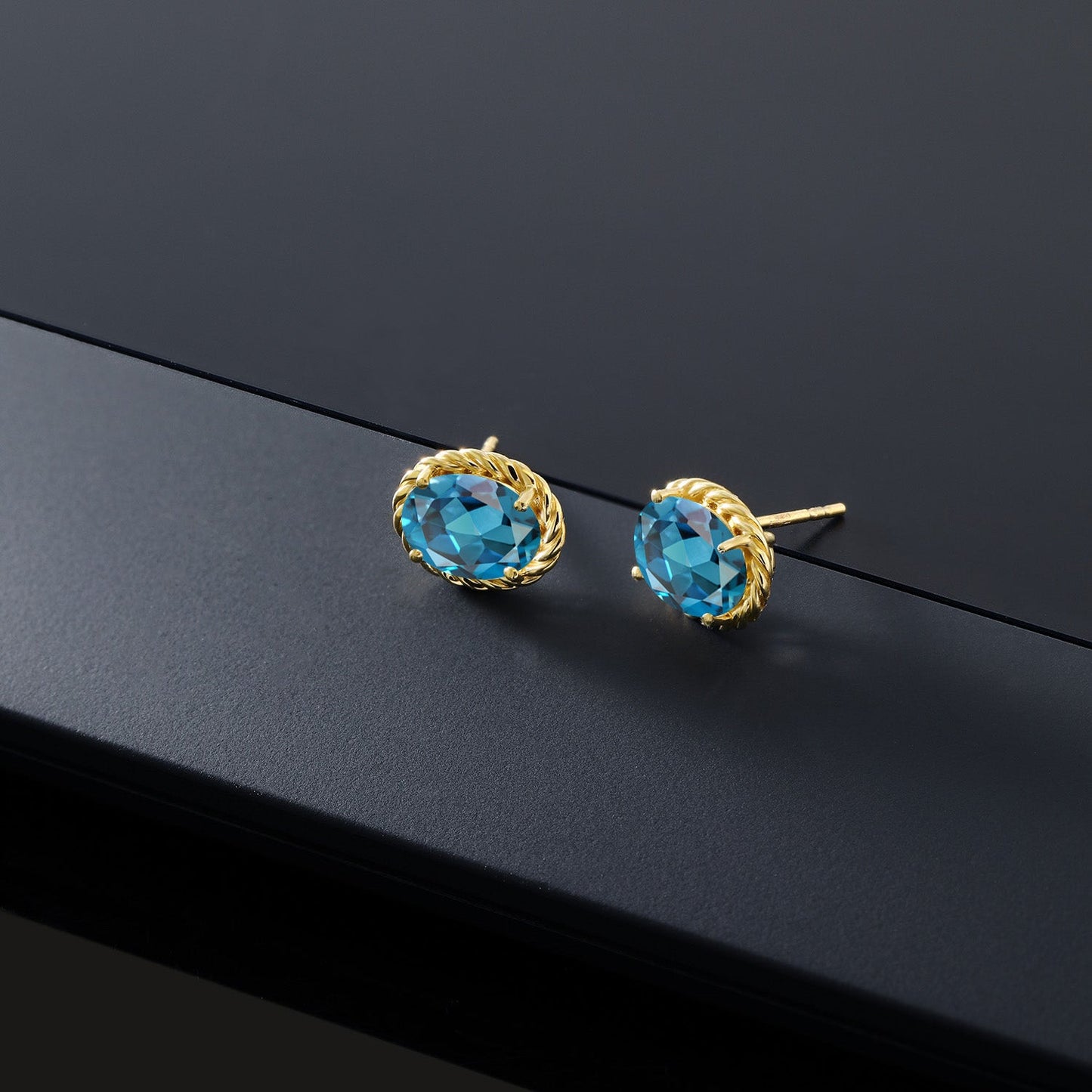 14K Yellow Gold 8X6MM Oval Gemstone Birthstone Earrings | Yellow Gold Earrings For Women Men