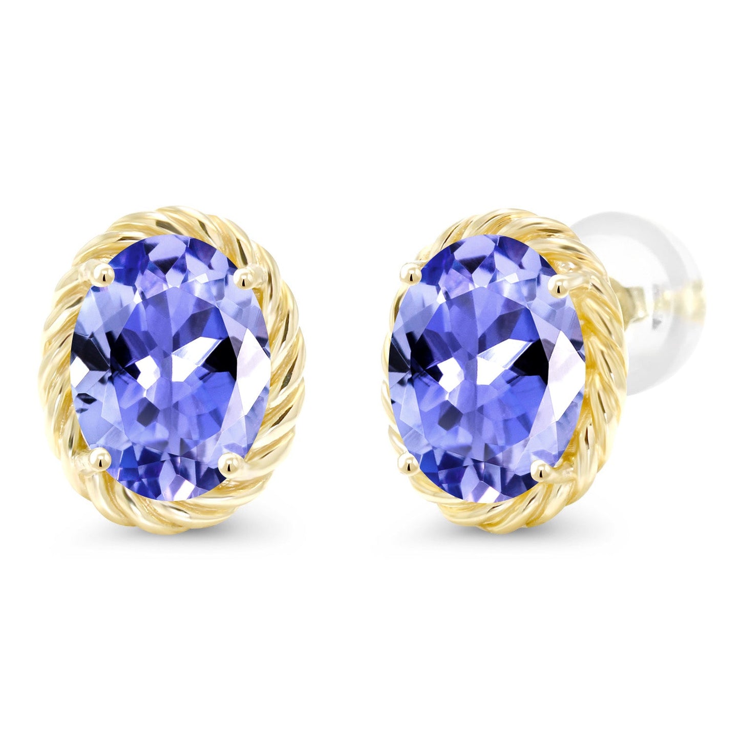 14K Yellow Gold 8X6MM Oval Gemstone Birthstone Earrings | Yellow Gold Earrings For Women Men