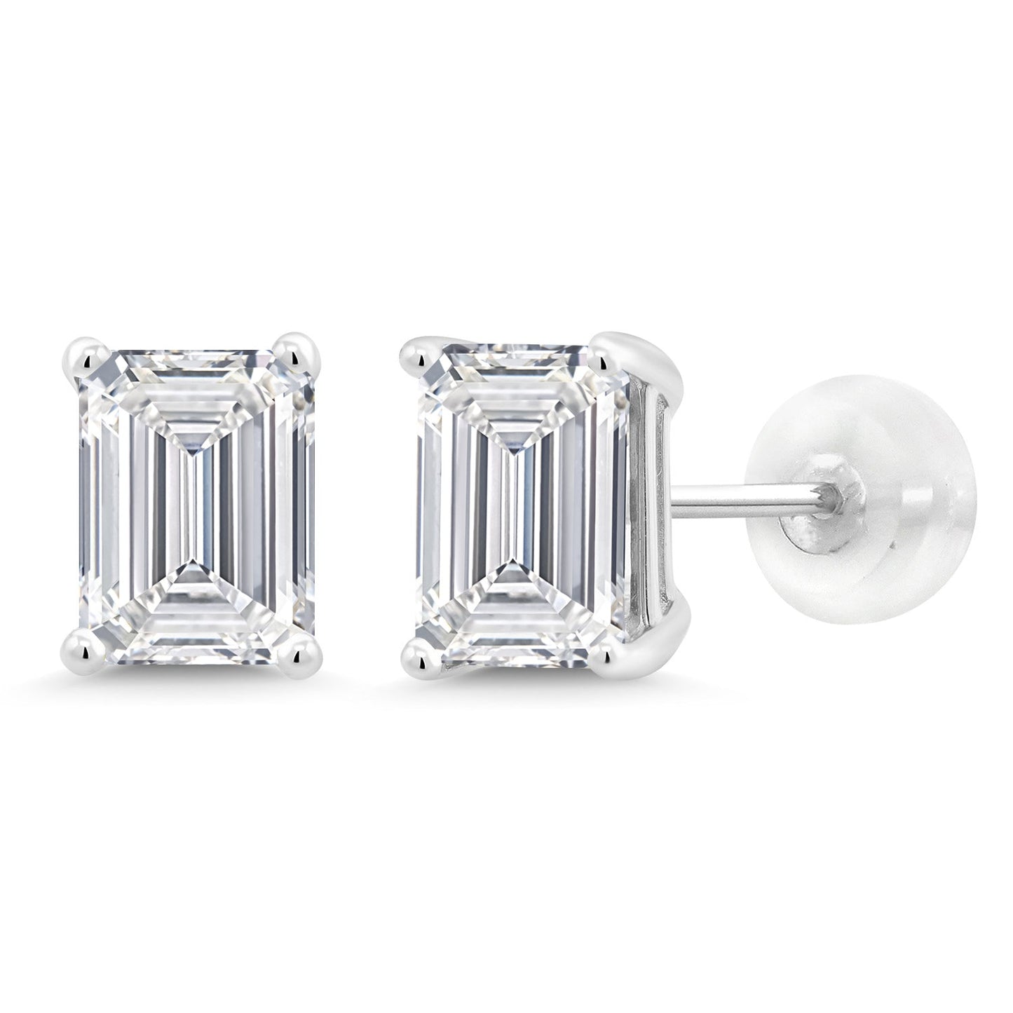 2 to 3 Carat 14K Gold IGI Certified Emerald Cut Lab Grown Diamond Stud Earrings | F-G Color | VS1 Clarity | Gold Earrings For Women Men