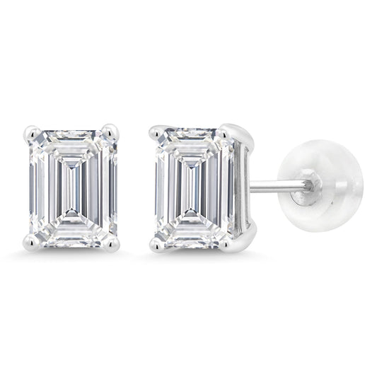 2 to 3 Carat 14K Gold IGI Certified Emerald Cut Lab Grown Diamond Stud Earrings | F-G Color | VS1 Clarity | Gold Earrings For Women Men