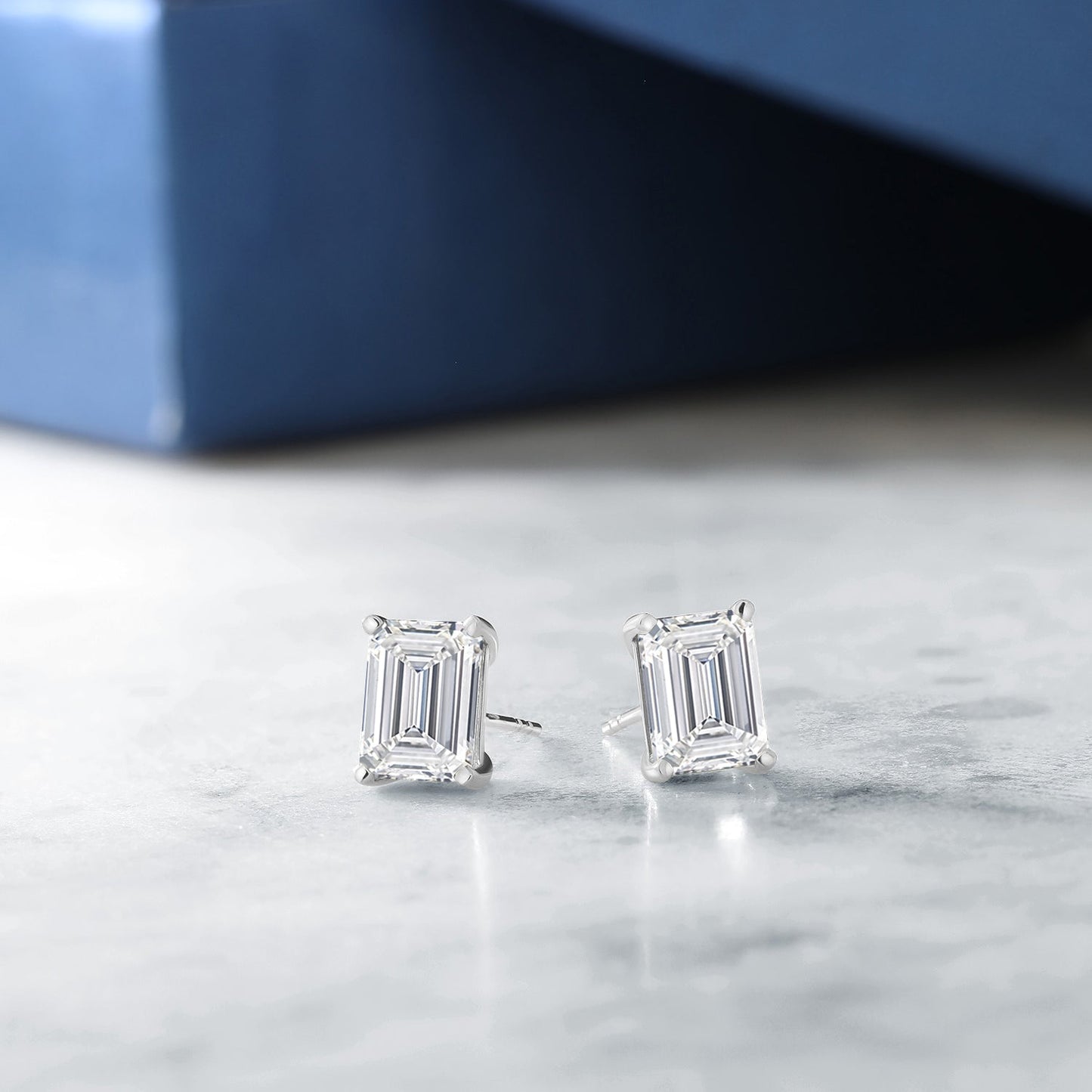 2 to 3 Carat 14K Gold IGI Certified Emerald Cut Lab Grown Diamond Stud Earrings | F-G Color | VS1 Clarity | Gold Earrings For Women Men