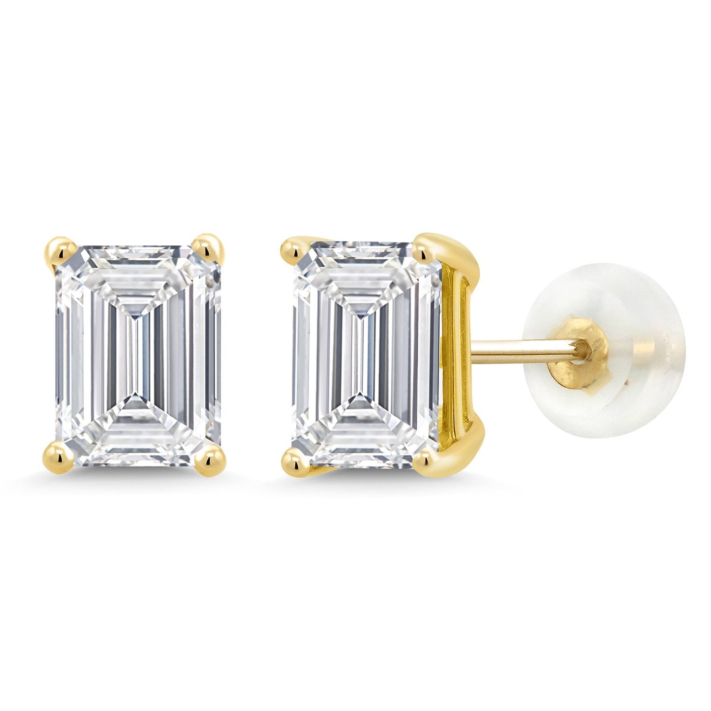 2 to 3 Carat 14K Gold IGI Certified Emerald Cut Lab Grown Diamond Stud Earrings | F-G Color | VS1 Clarity | Gold Earrings For Women Men