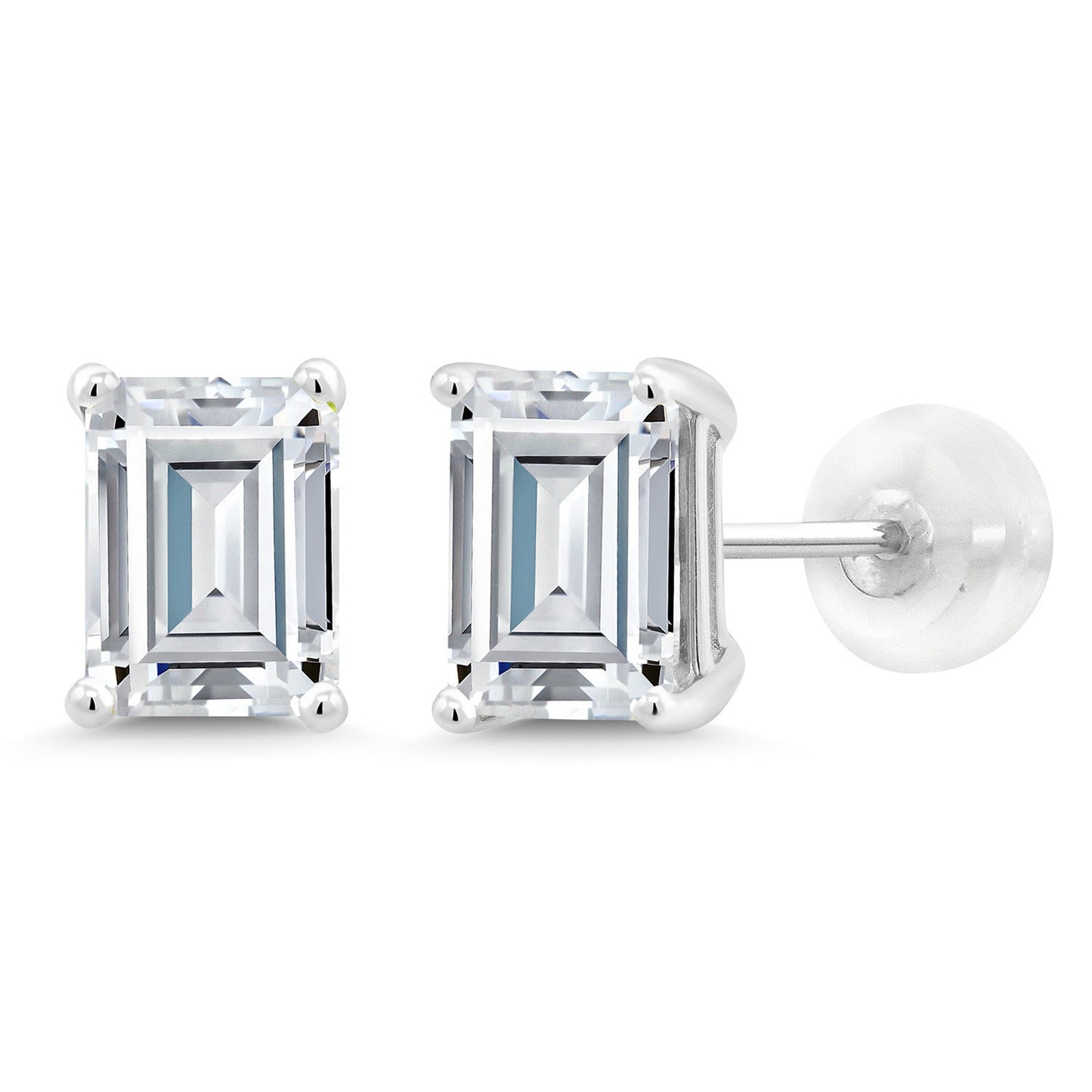 Solid 14K Gold 7X5MM Emerald Cut Gemstone Birthstone Stud Earrings | Gold Earrings For Women Men