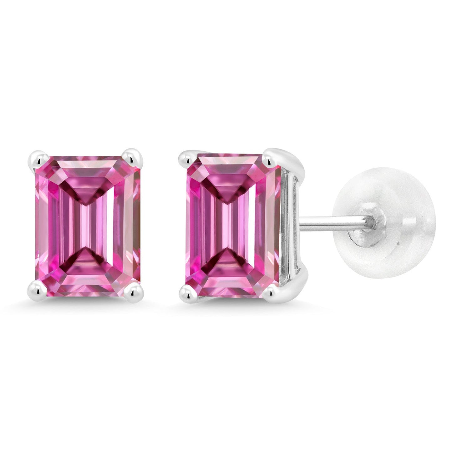 Solid 14K Gold 7X5MM Emerald Cut Gemstone Birthstone Stud Earrings | Gold Earrings For Women Men