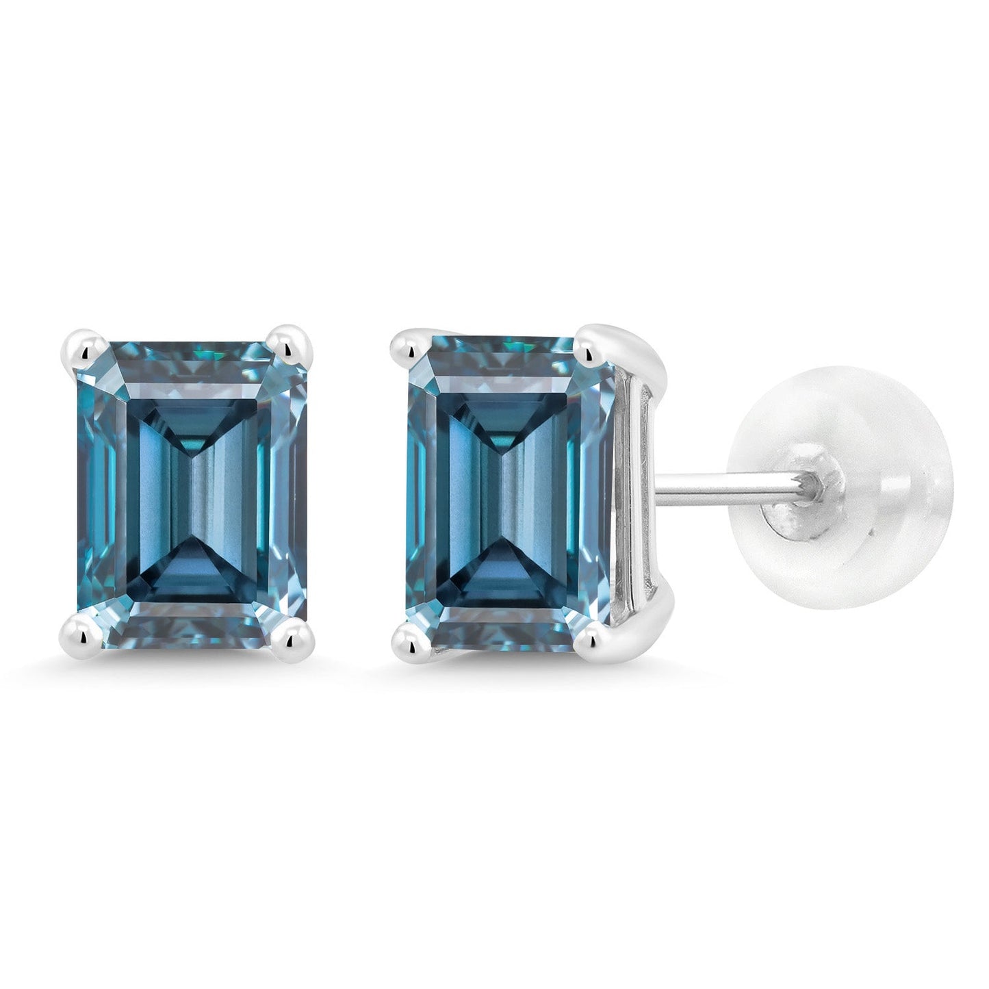 Solid 14K Gold 7X5MM Emerald Cut Gemstone Birthstone Stud Earrings | Gold Earrings For Women Men