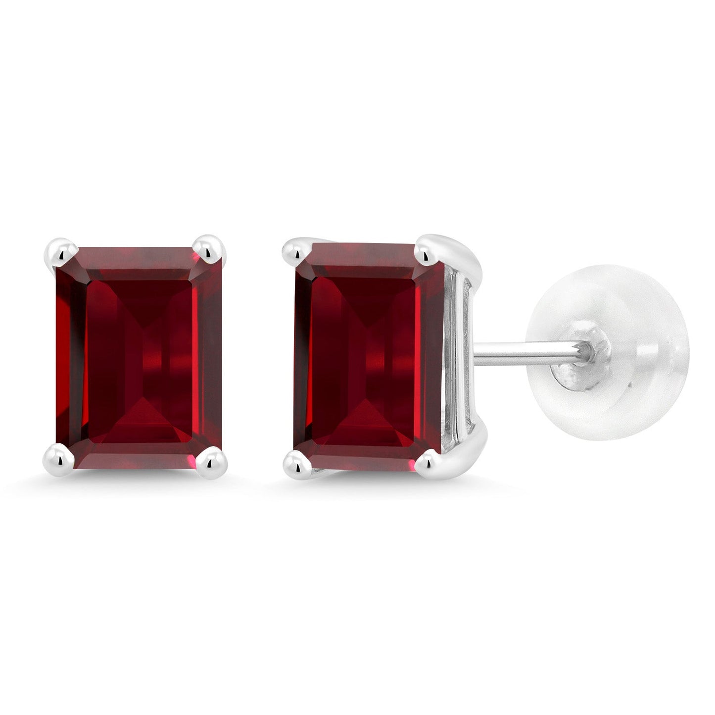 Solid 14K Gold 7X5MM Emerald Cut Gemstone Birthstone Stud Earrings | Gold Earrings For Women Men
