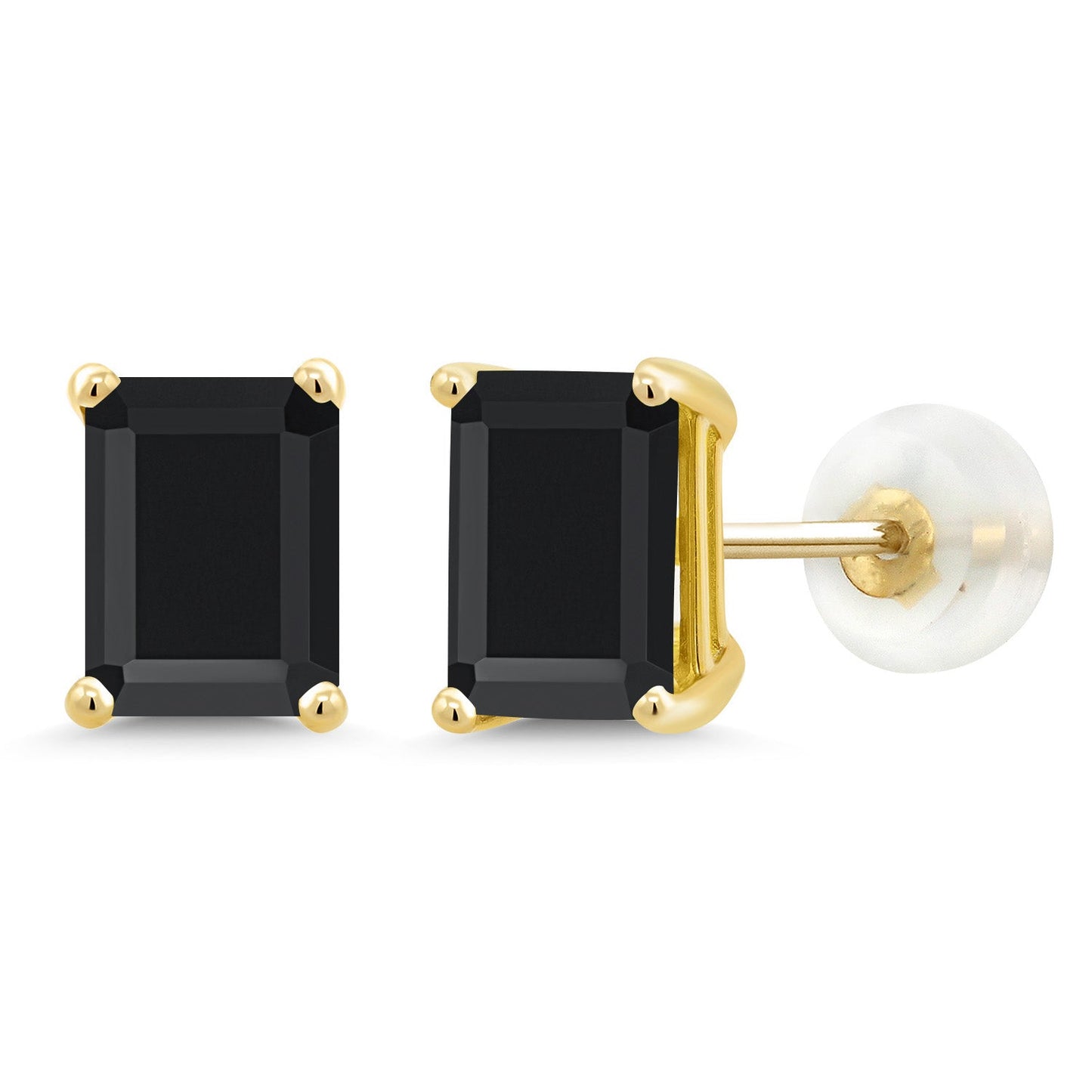 Solid 14K Gold 7X5MM Emerald Cut Gemstone Birthstone Stud Earrings | Gold Earrings For Women Men