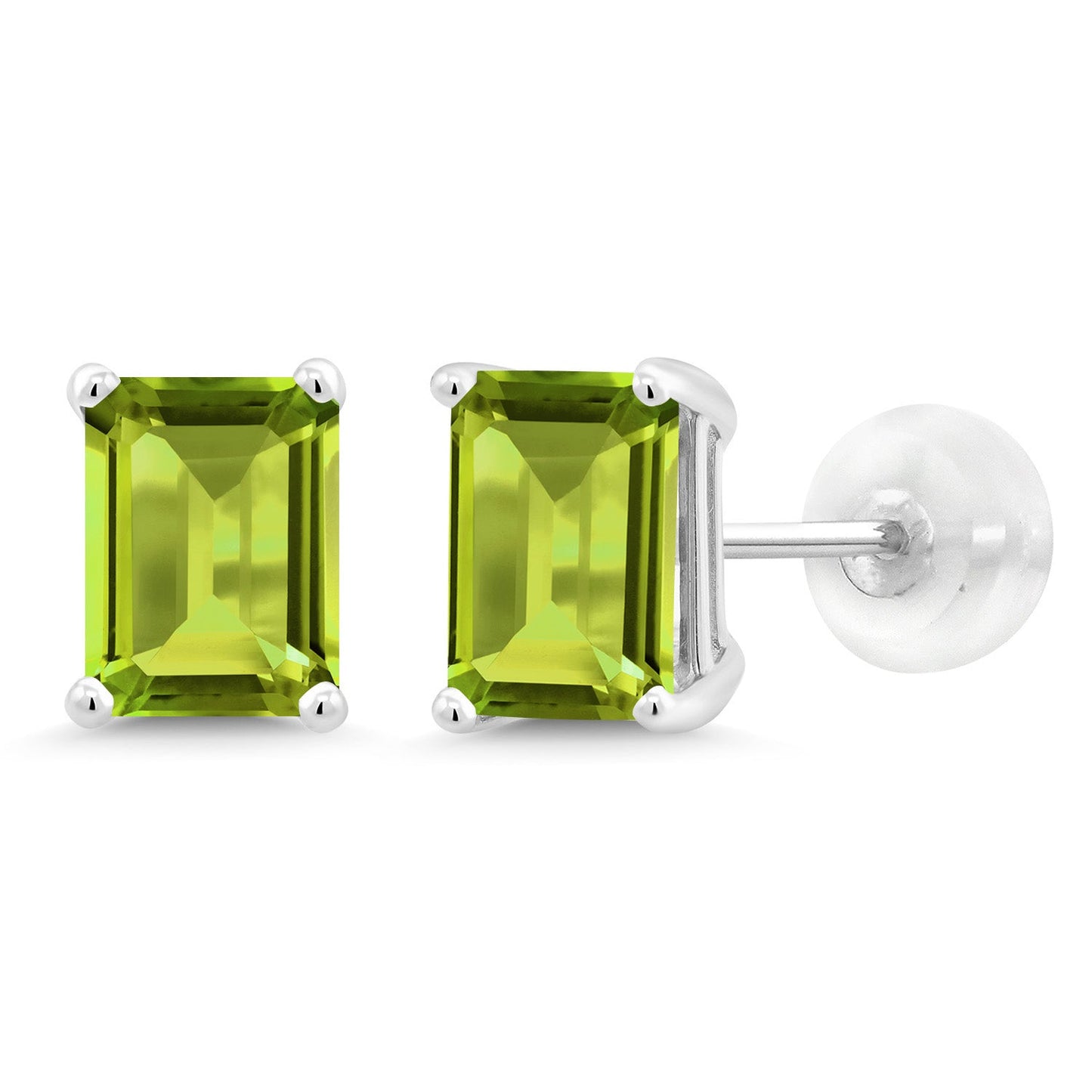Solid 14K Gold 7X5MM Emerald Cut Gemstone Birthstone Stud Earrings | Gold Earrings For Women Men