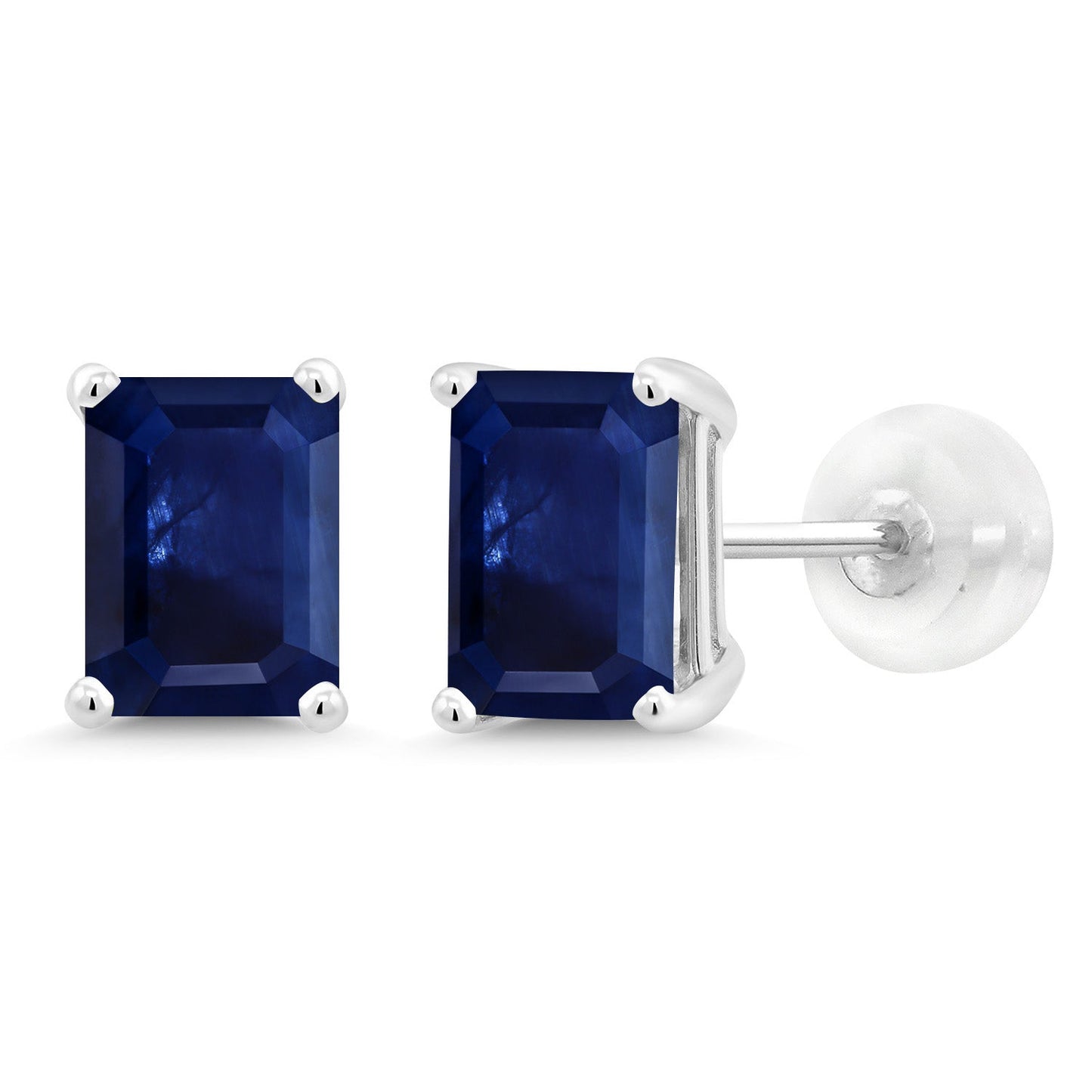 Solid 14K Gold 7X5MM Emerald Cut Gemstone Birthstone Stud Earrings | Gold Earrings For Women Men