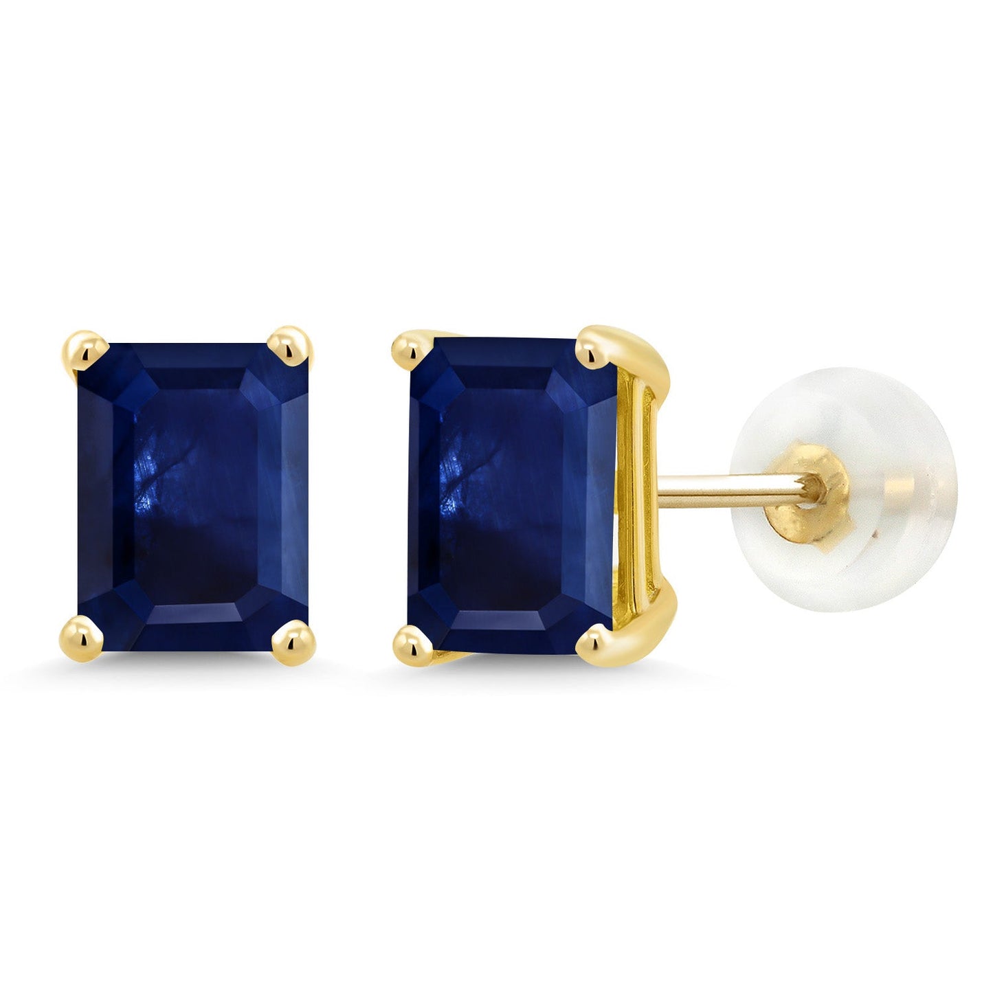 Solid 14K Gold 7X5MM Emerald Cut Gemstone Birthstone Stud Earrings | Gold Earrings For Women Men