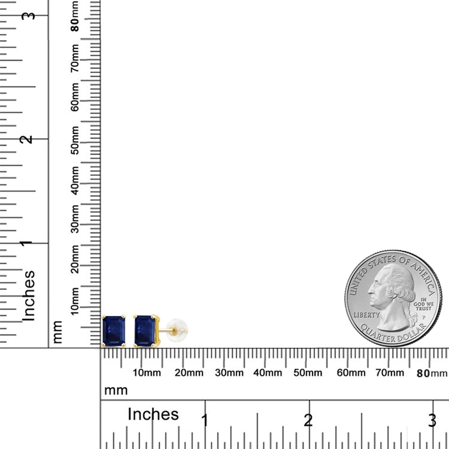 Solid 14K Gold 7X5MM Emerald Cut Gemstone Birthstone Stud Earrings | Gold Earrings For Women Men