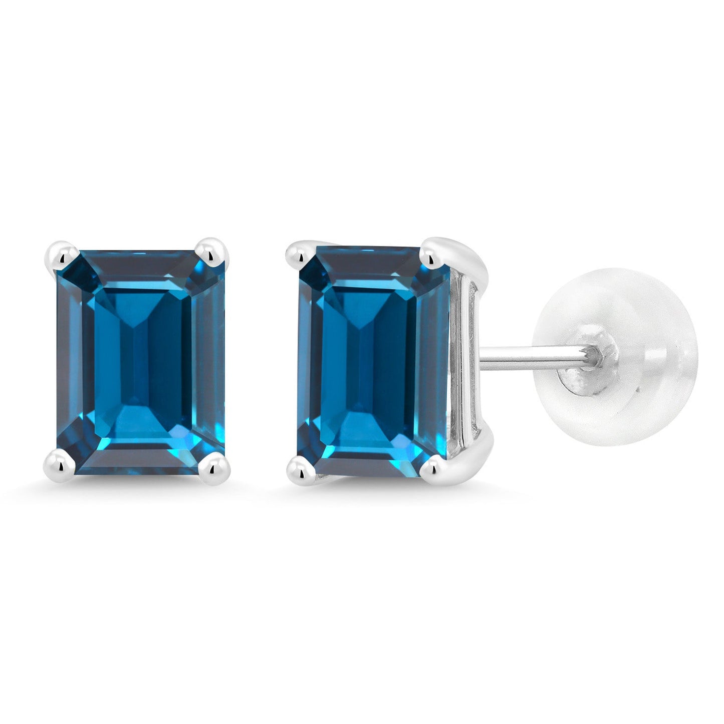 Solid 14K Gold 7X5MM Emerald Cut Gemstone Birthstone Stud Earrings | Gold Earrings For Women Men