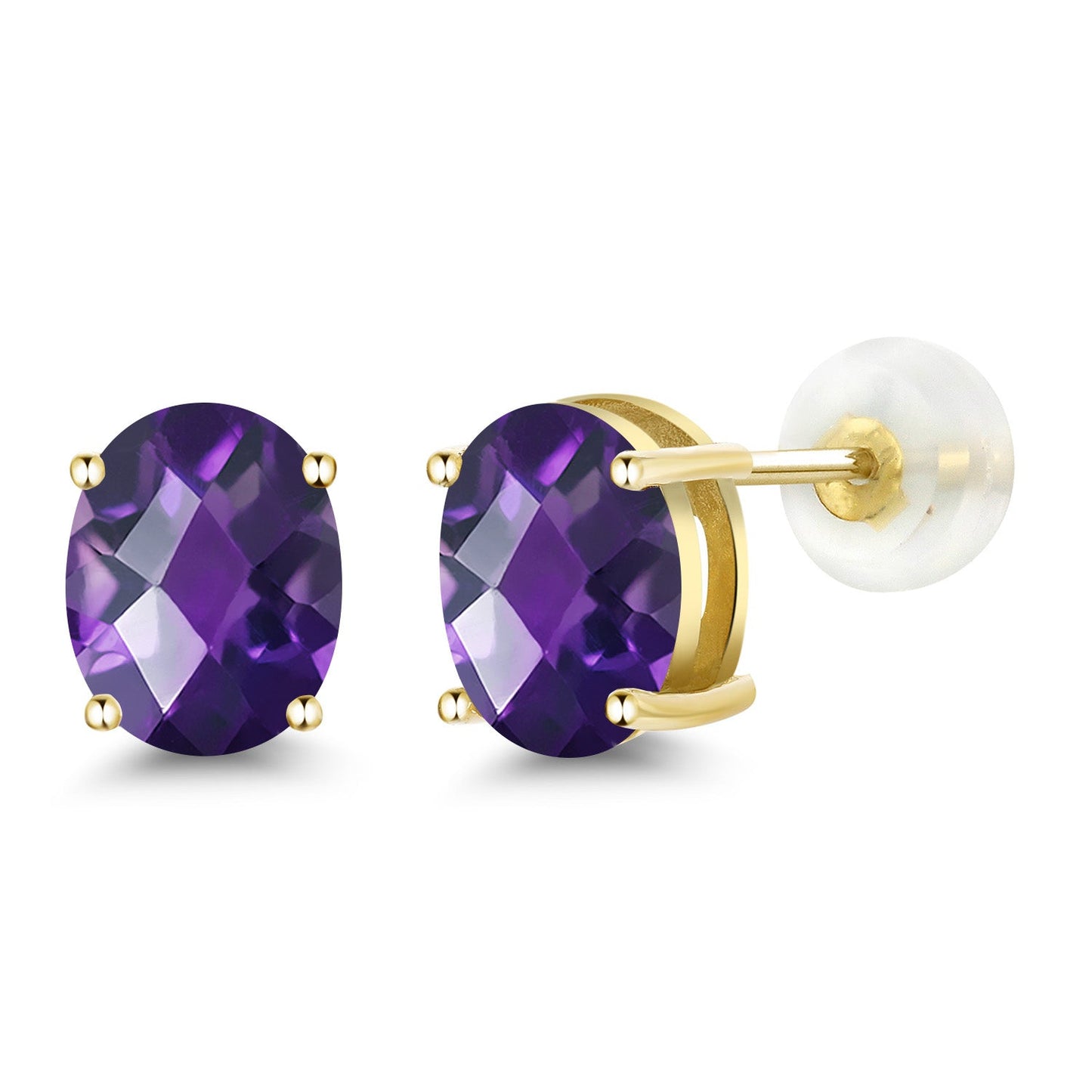 14K Yellow or White Gold Oval Gemstone Birthstone Stud Earrings for Women Men | Oval 8X6MM